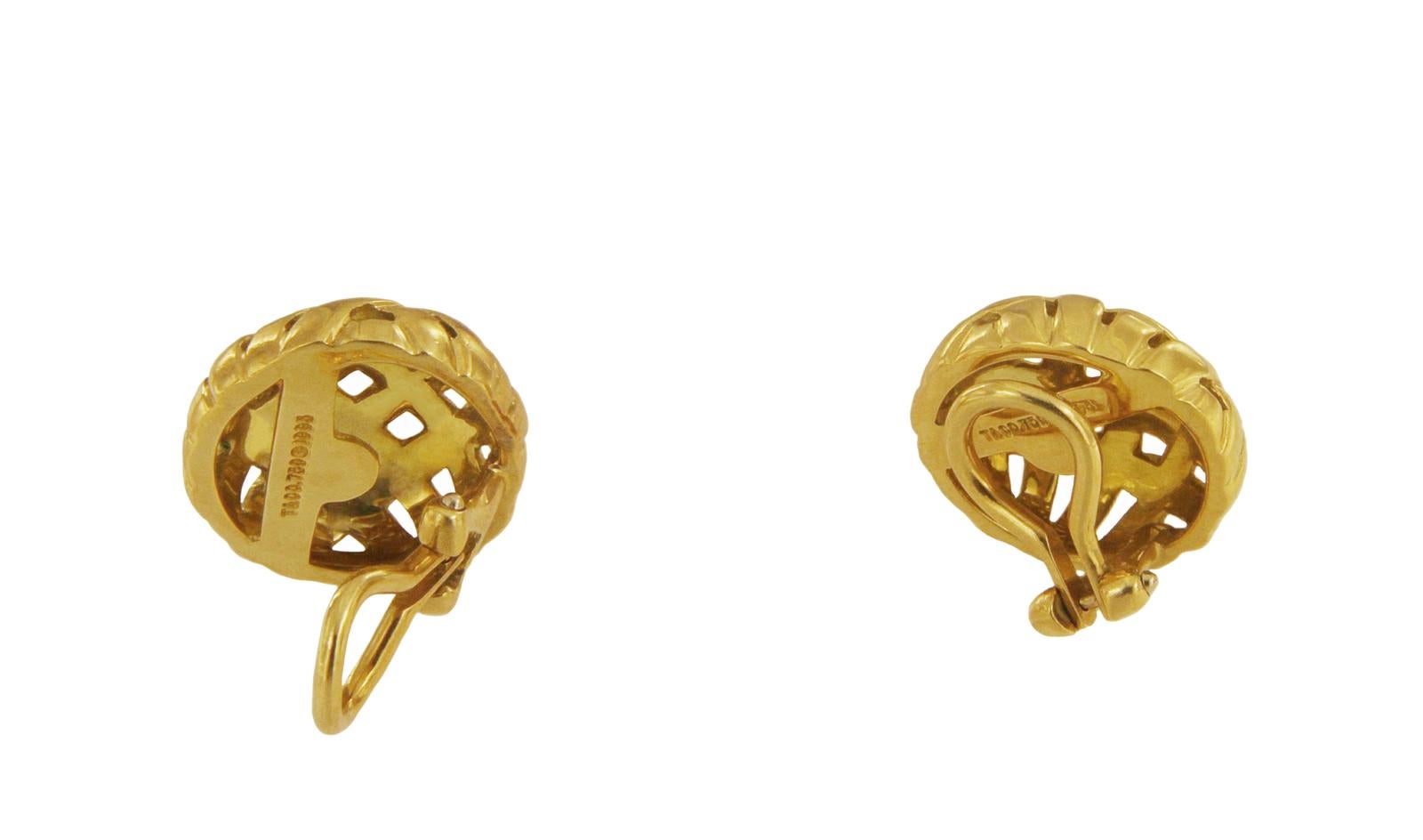 Women's Tiffany & Co. Vannerie Round Clip-On Gold Earrings