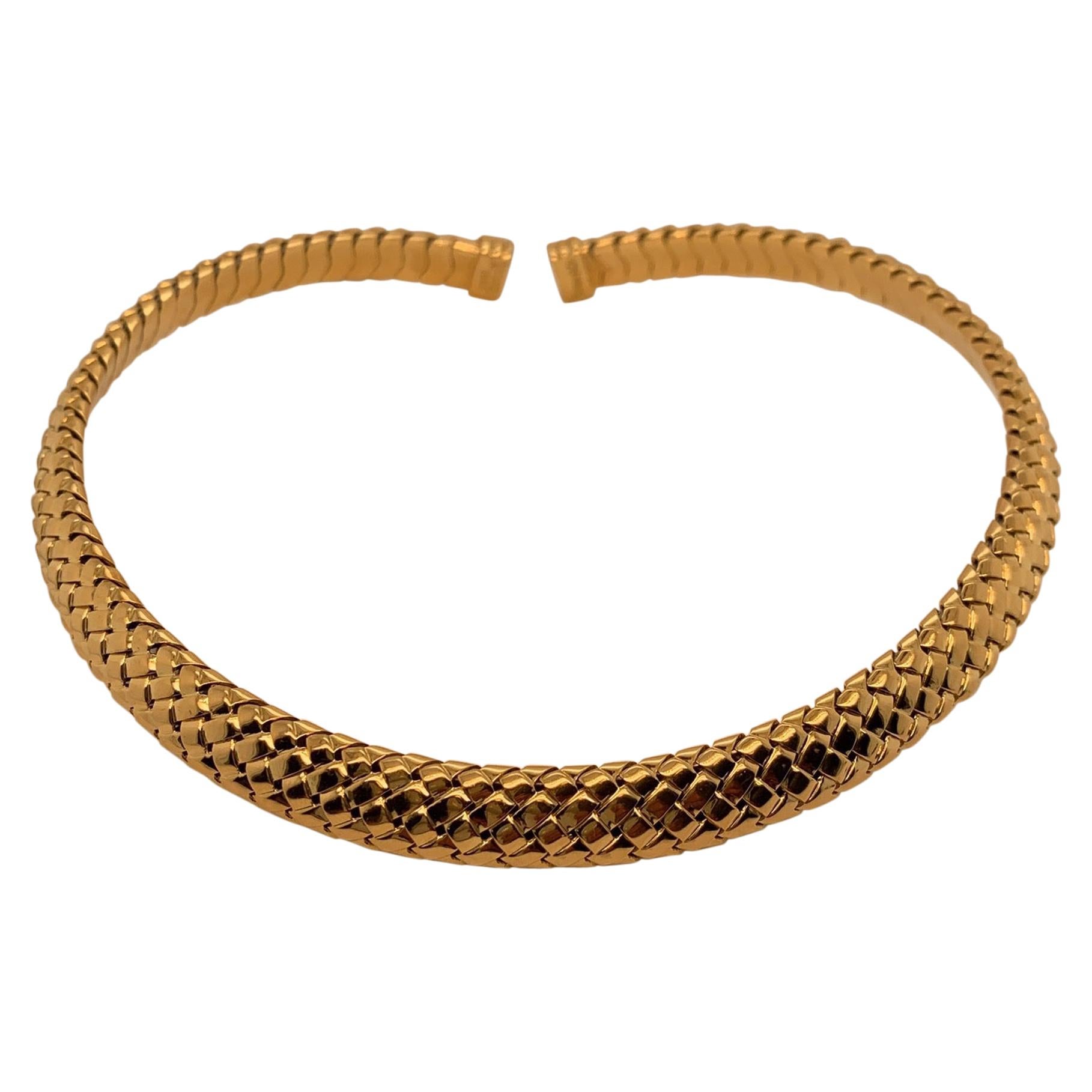 Tiffany & Co. Vannerie Torque Basket Weave 18 Karat Gold Choker Necklace