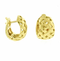 Tiffany & Co. Vanneries Basket Weave Huggie Earrings