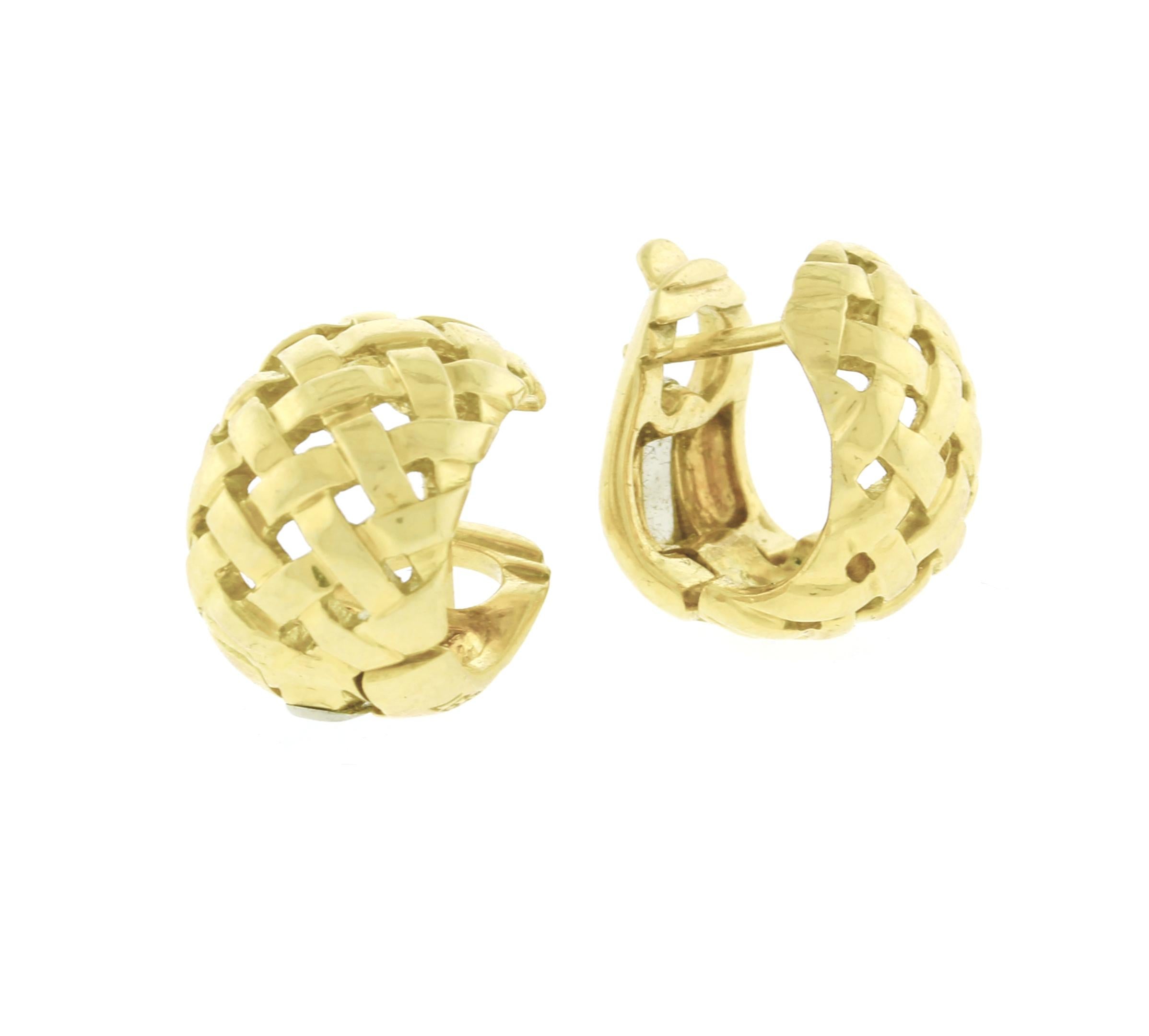 Women's or Men's Tiffany & Co. Vanneries Basket Weave Huggie Earrings