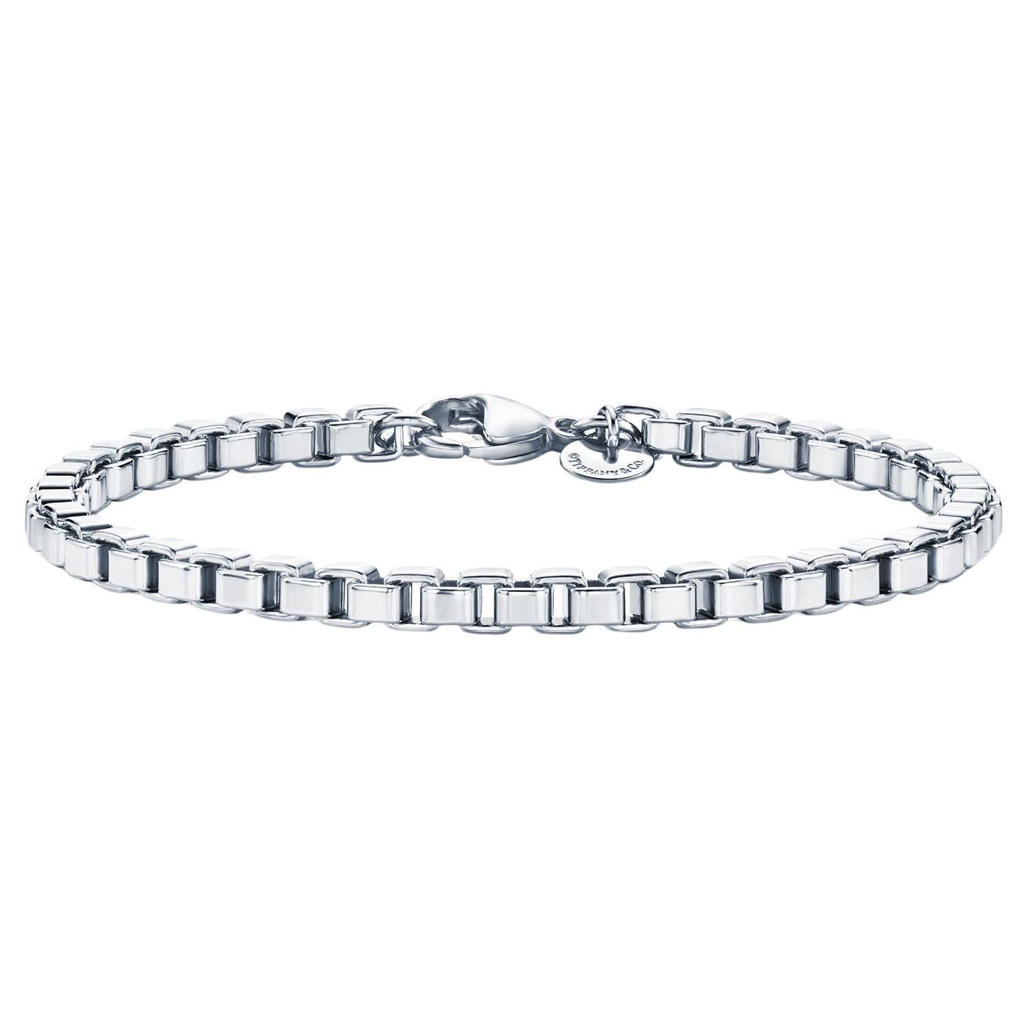 Tiffany & Co. Venetian Box Link Bracelet Sterling Silver 7.5 Inch MSRP $500 For Sale