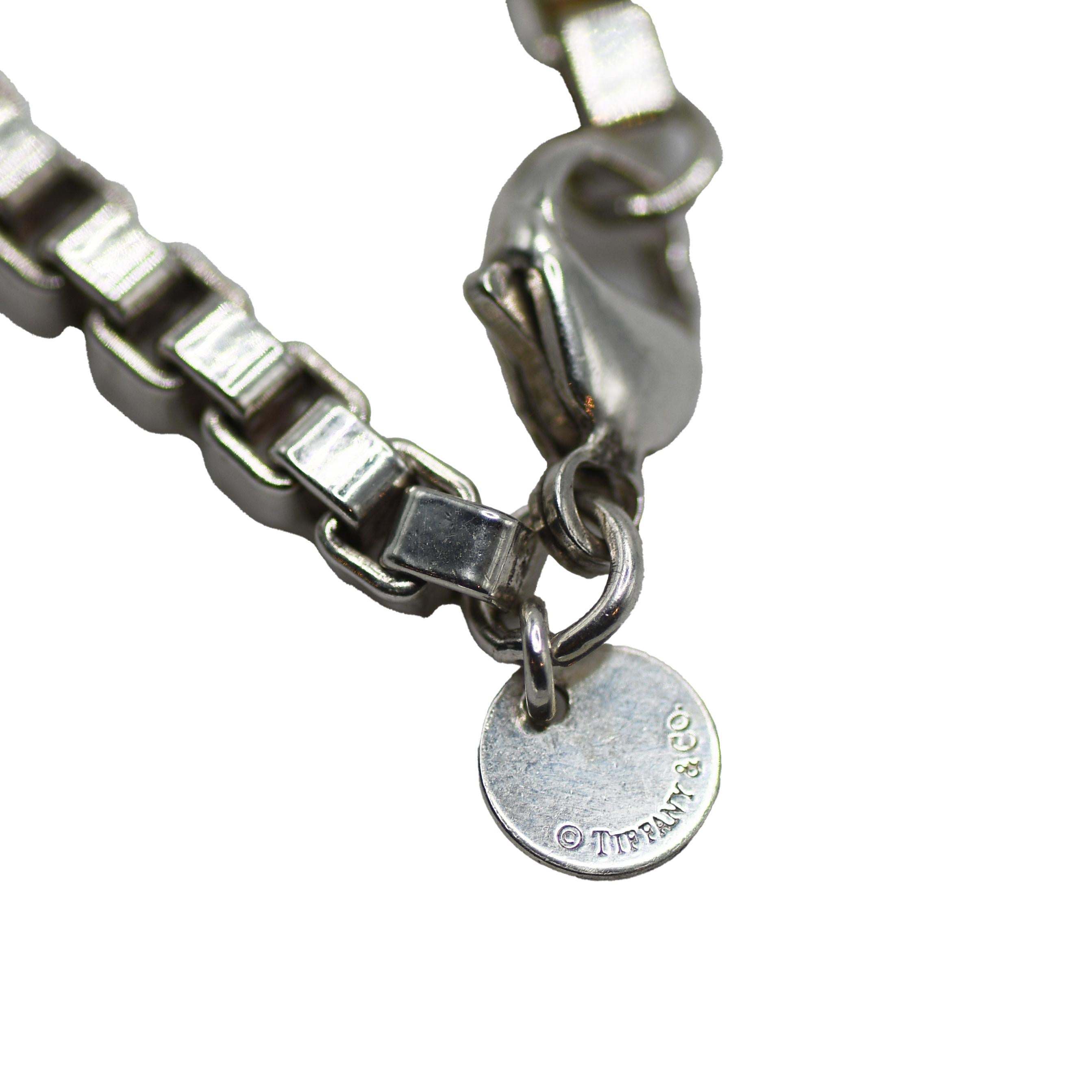 Tiffany & Co. Venetian Box Link Sterling Necklace In Excellent Condition In Laguna Beach, CA