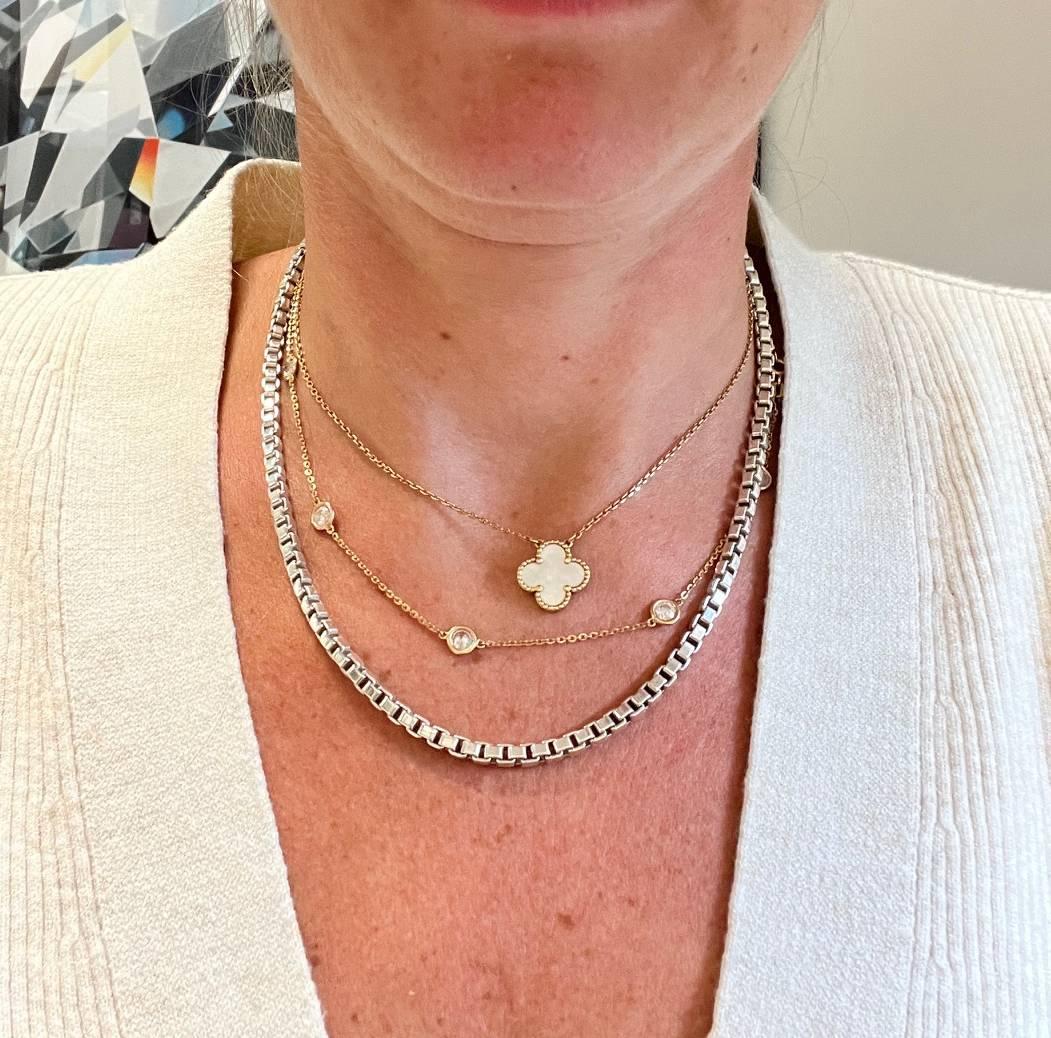 Tiffany & Co. Venetian Sterling Silver 4MM Box Link Chain Necklace 18 Inches In Excellent Condition For Sale In  Baltimore, MD