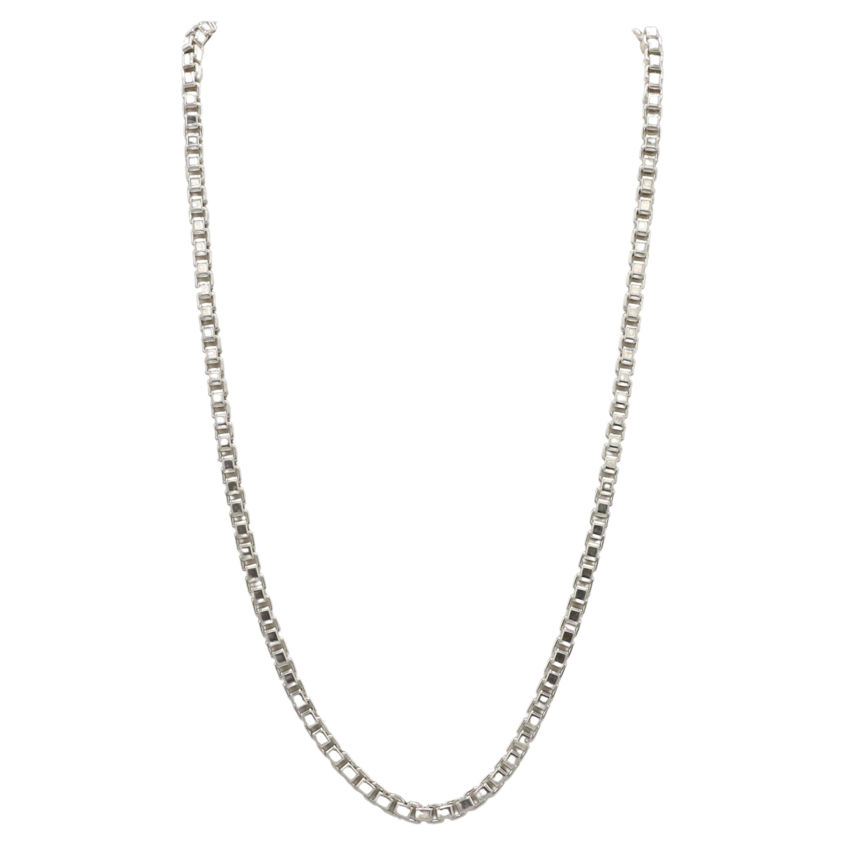 Tiffany & Co. Venetian Sterlingsilber Box Kette Gliederhalskette (Moderne)