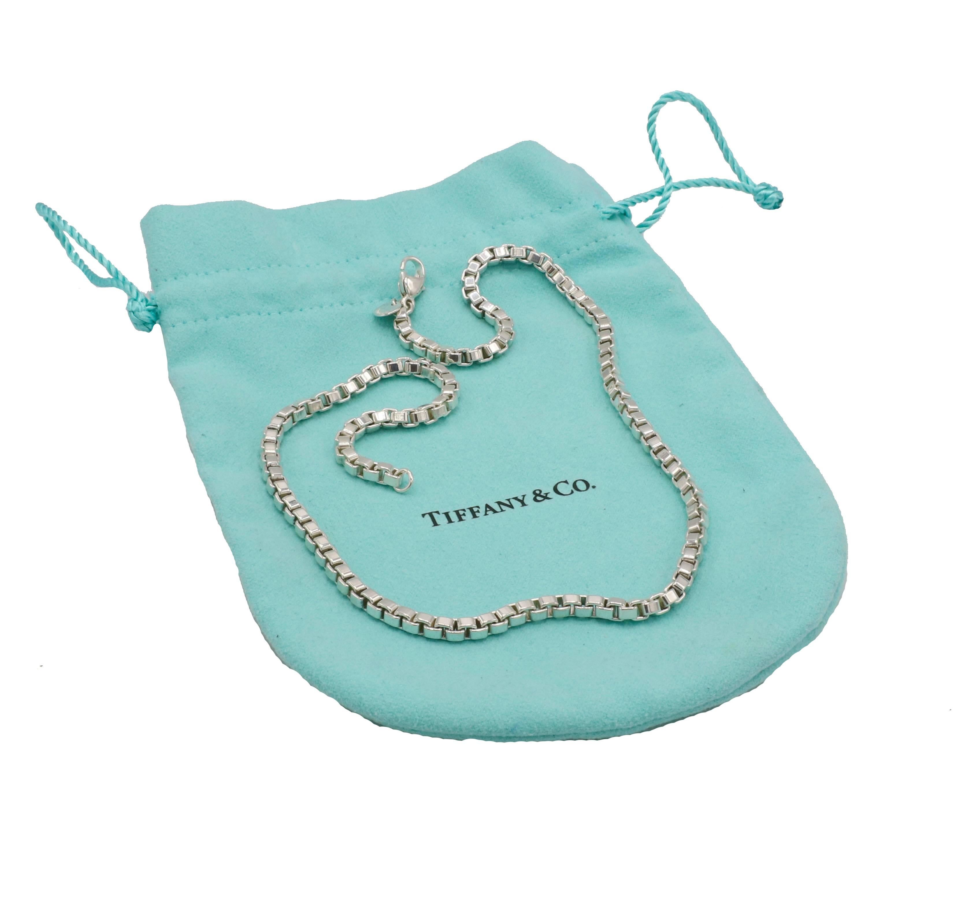 Modern Tiffany & Co. Venetian Sterling Silver Box Chain Link Necklace
