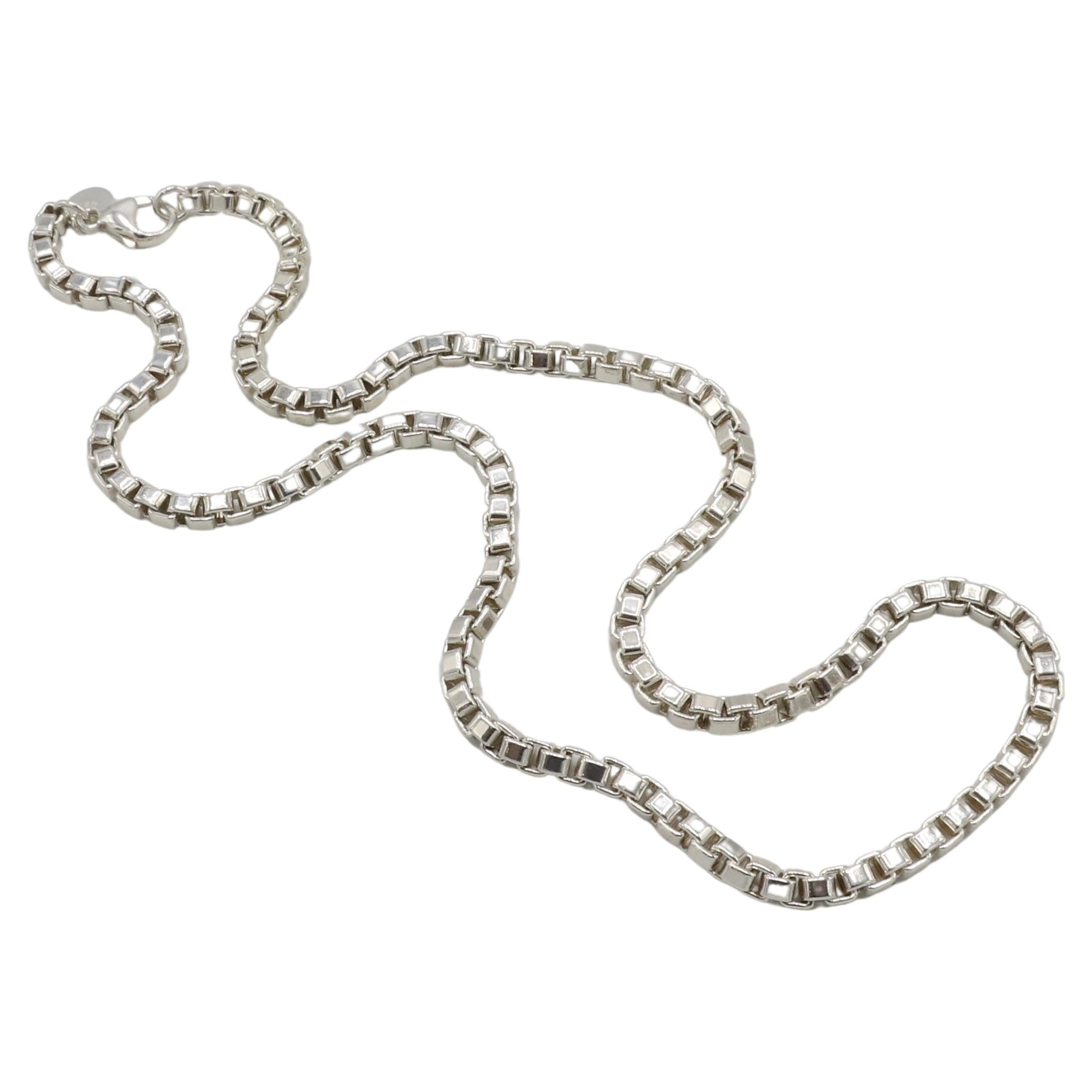 Modern Tiffany & Co. Venetian Sterling Silver Box Chain Link Necklace 
