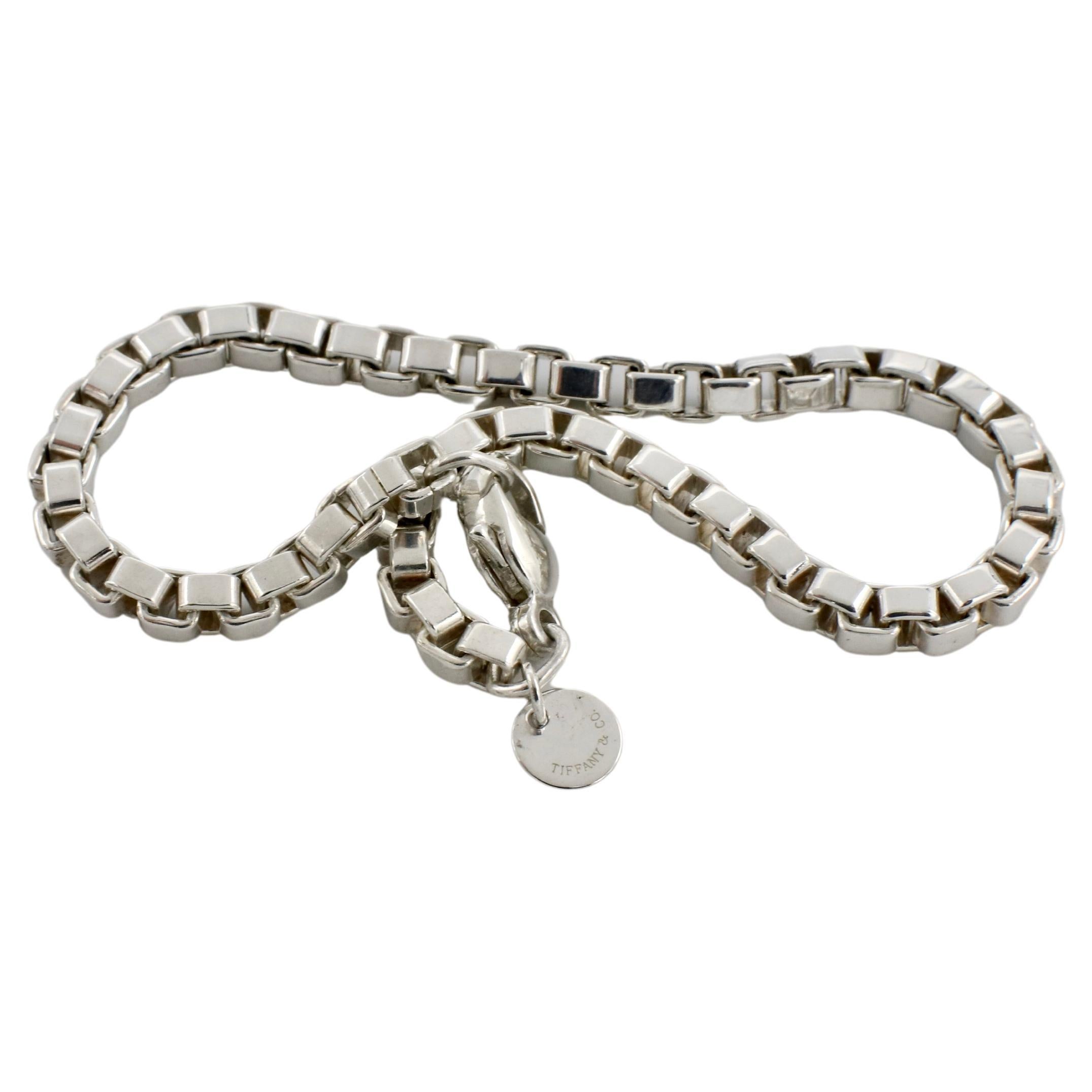 Modern Tiffany & Co. Venetian Sterling Silver Box Link Bracelet