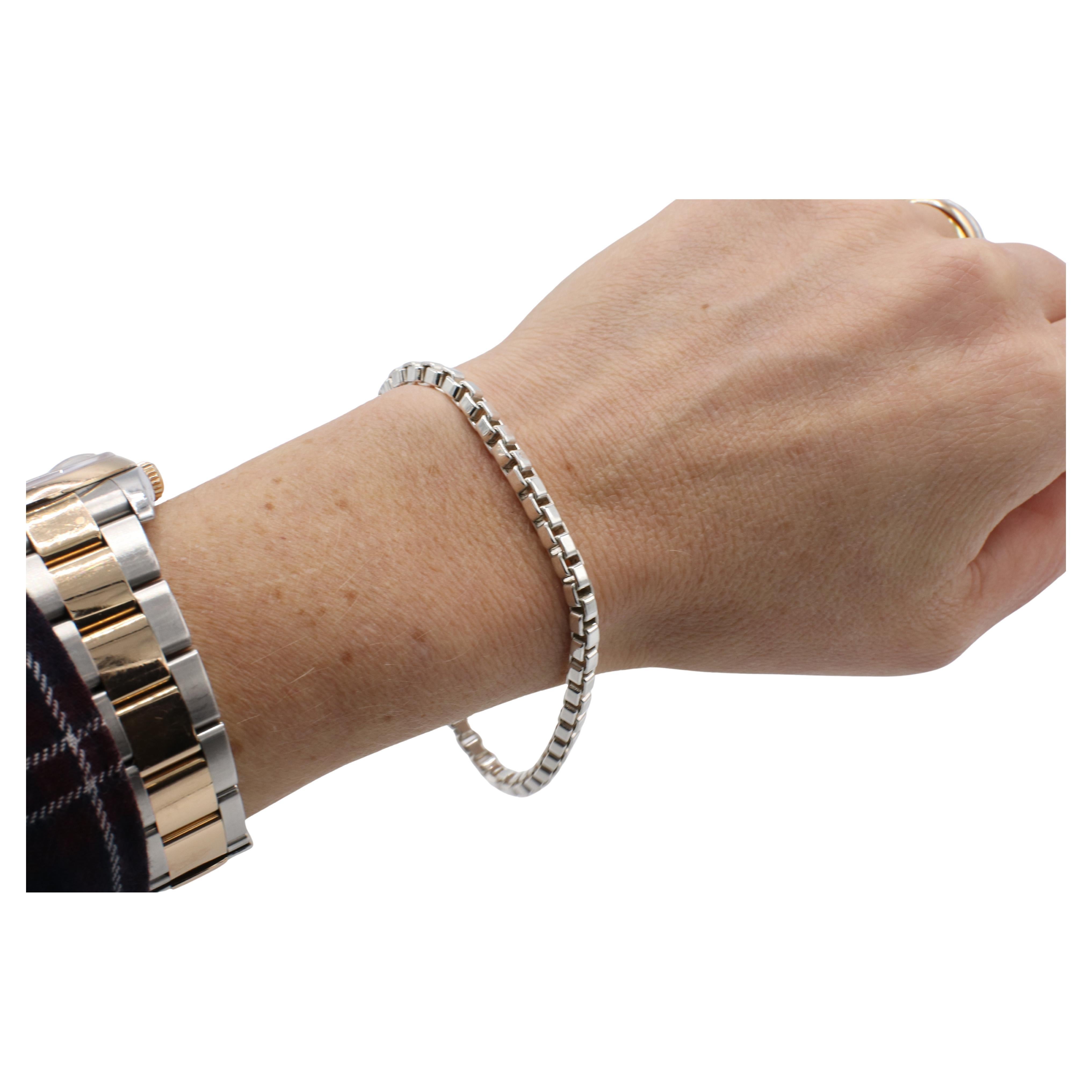 Tiffany & Co. Venetian Sterling Silver Box Link Bracelet In Excellent Condition In  Baltimore, MD