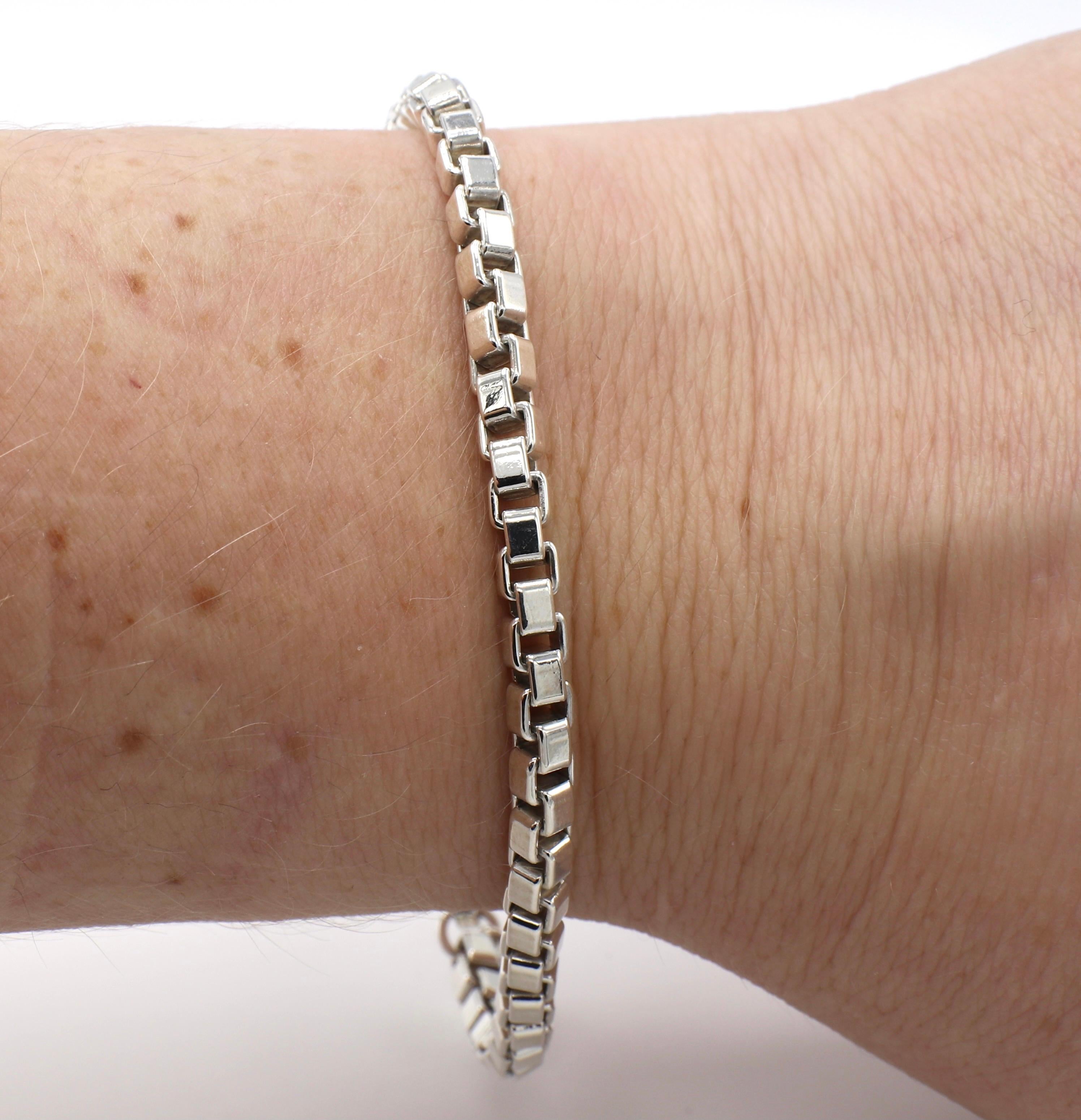 Modern Tiffany & Co. Venetian Sterling Silver Box Link Bracelet