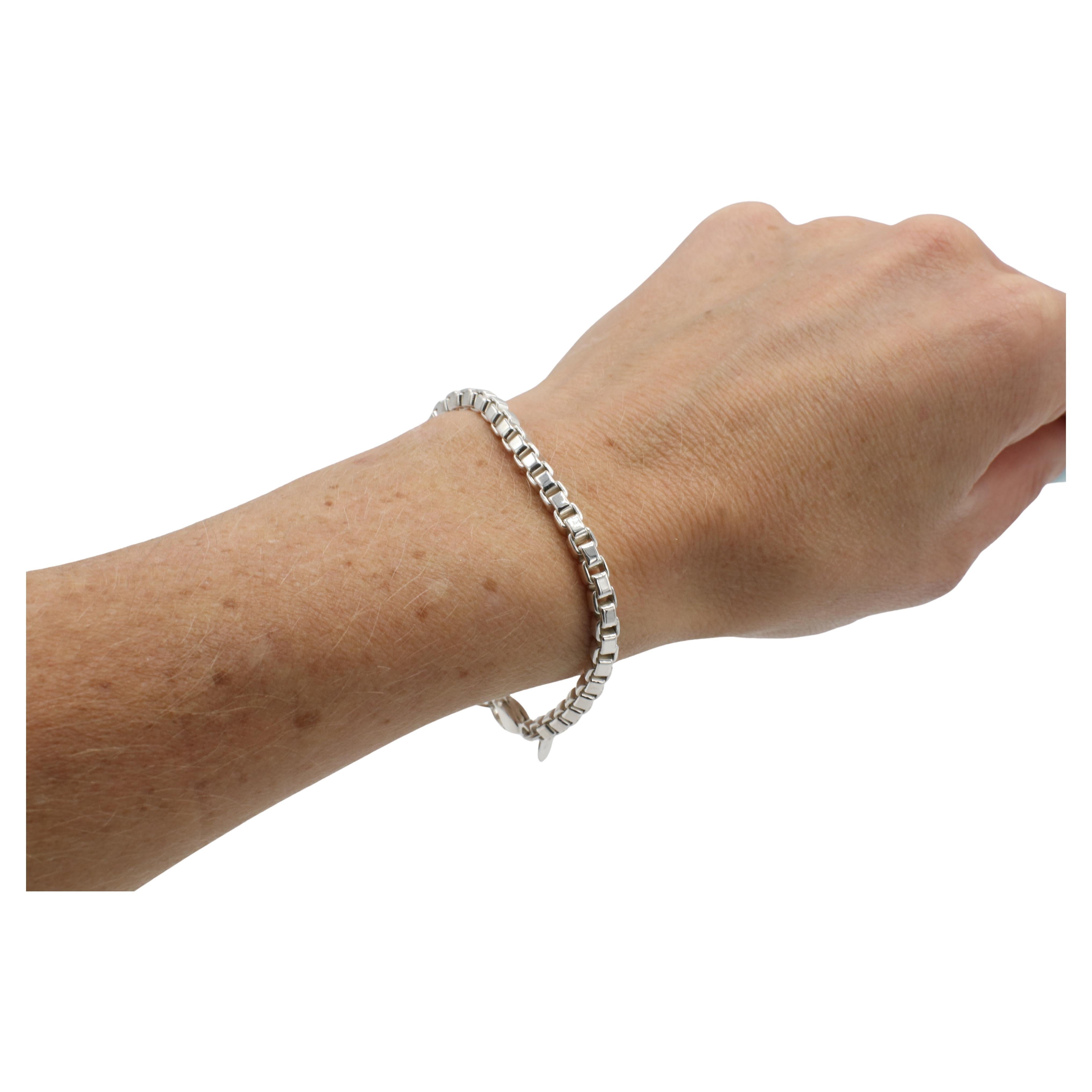 Tiffany & Co. Venetian Sterling Silver Box Link Chain Bracelet 6.25 Inches Excellent état - En vente à  Baltimore, MD