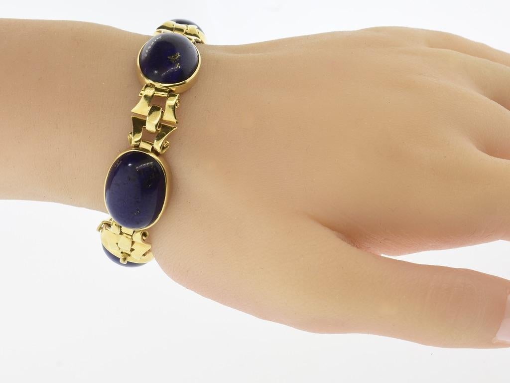 Tiffany & Co. Très beau Lapis naturel bleu vif Bracelet Vintage Retro c. 1950 en vente 4