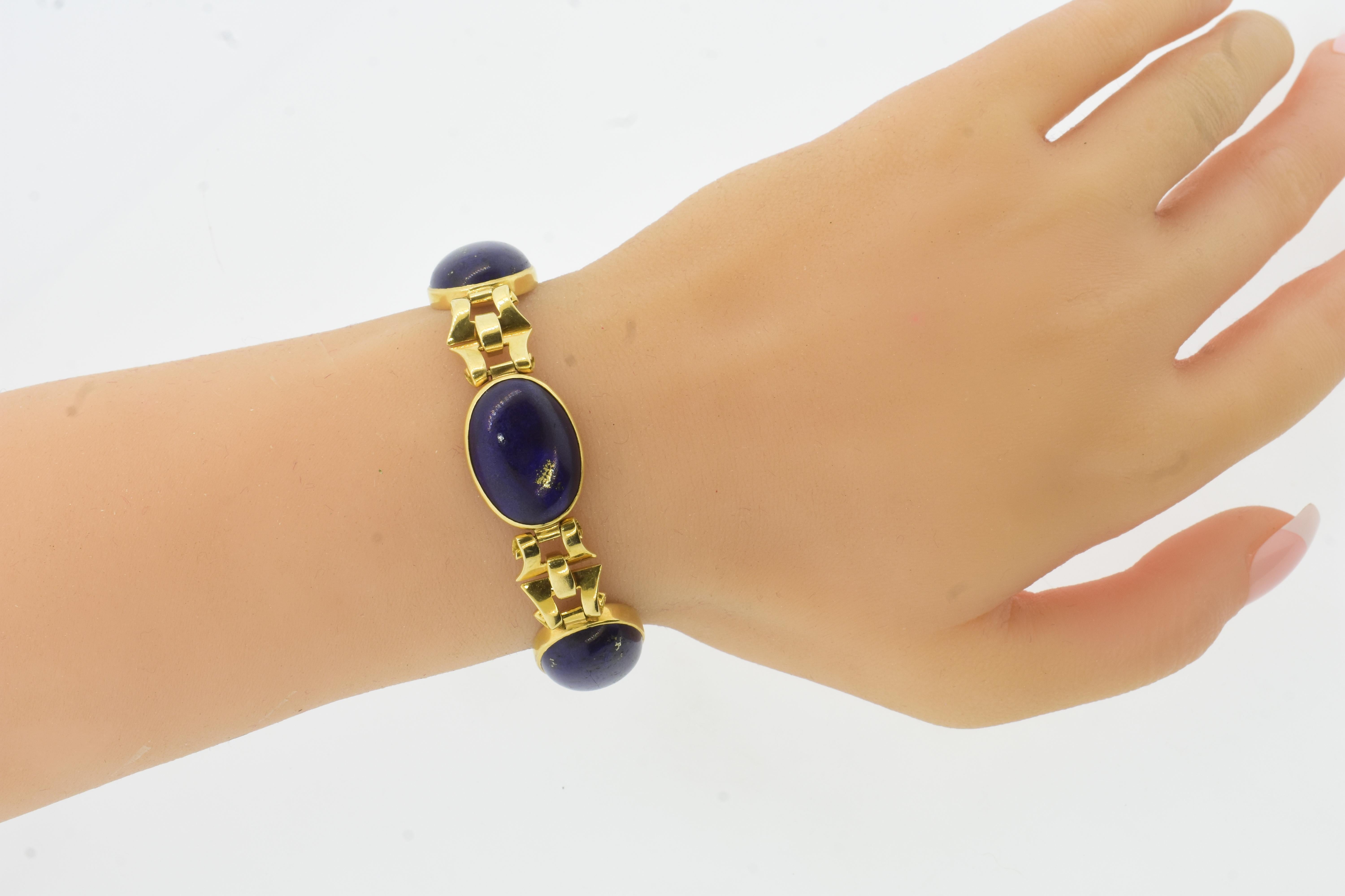 Tiffany & Co. Très beau Lapis naturel bleu vif Bracelet Vintage Retro c. 1950 en vente 6