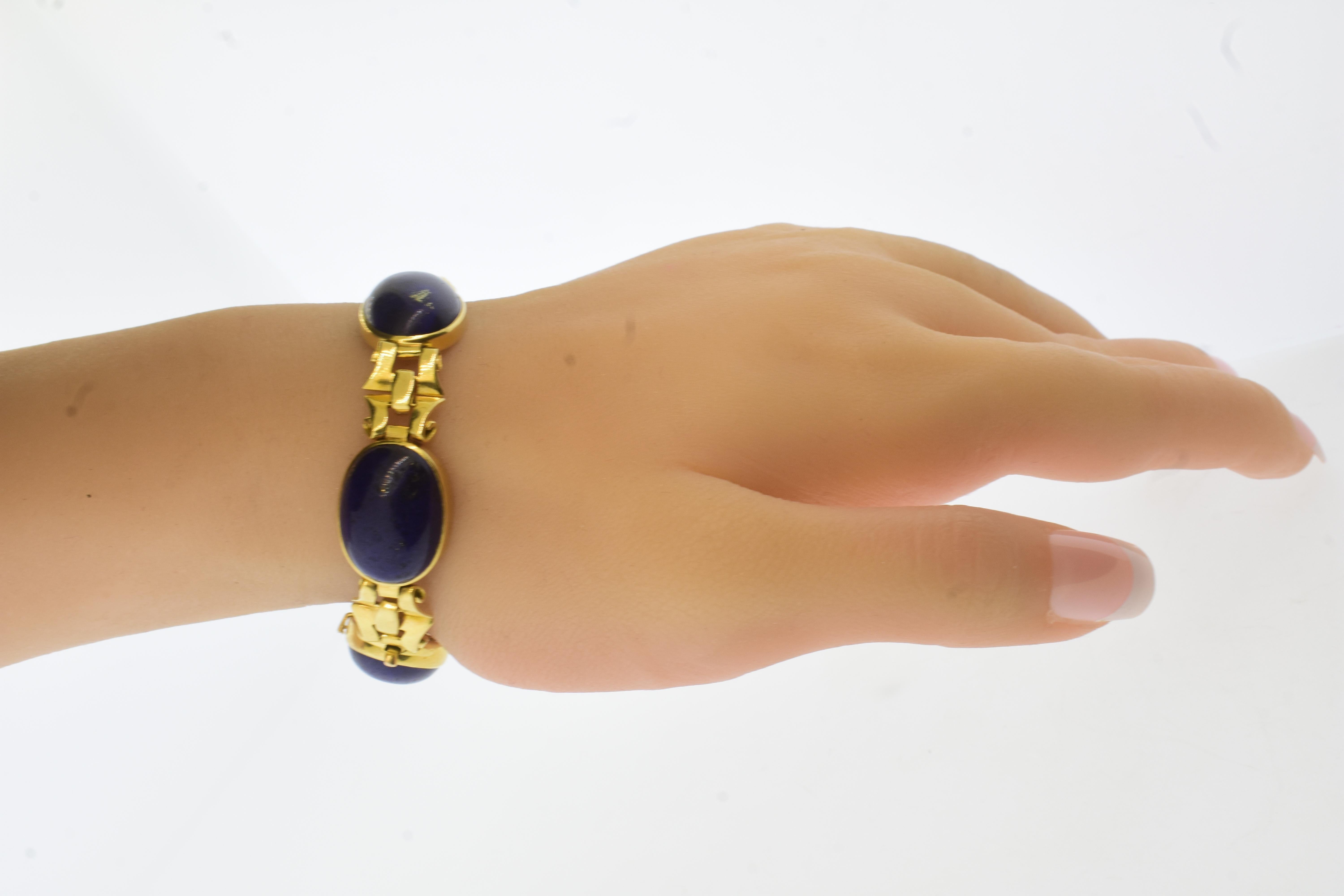 Tiffany & Co. Très beau Lapis naturel bleu vif Bracelet Vintage Retro c. 1950 en vente 7