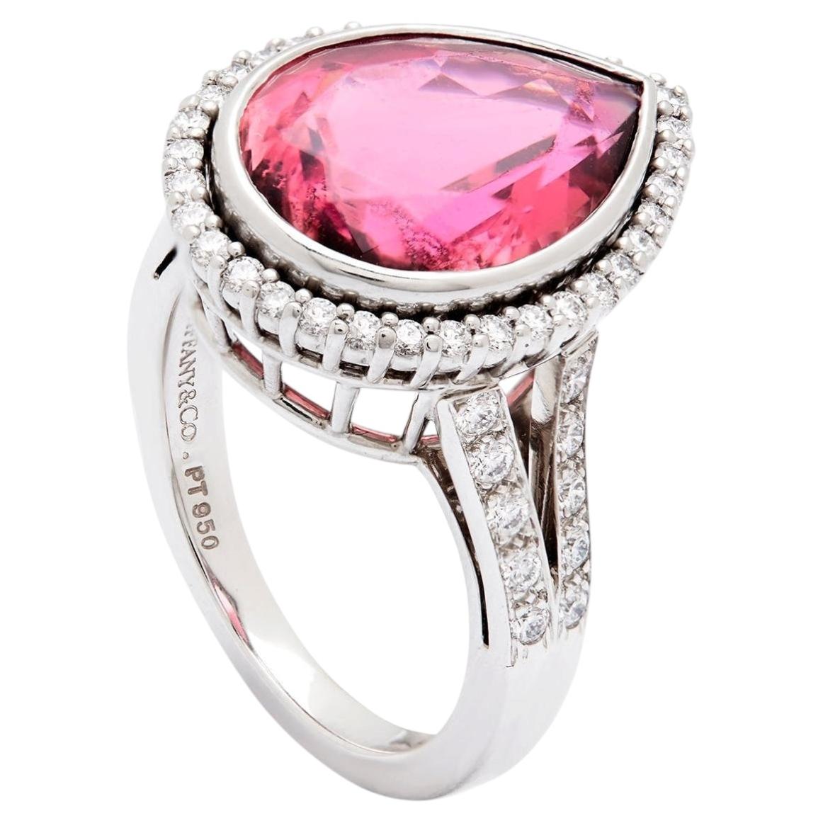 Tiffany & Co Very rare large Rubellite and diamond ring For Sale