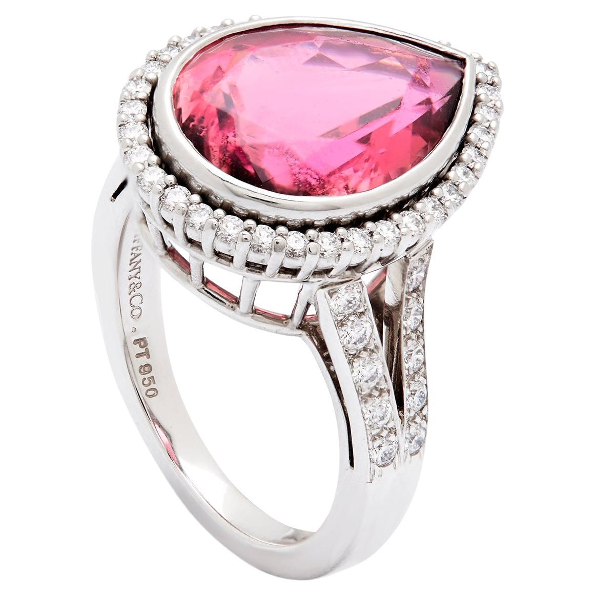 Tiffany 
Co Very rare large Rubellite and diamond ring For Sale