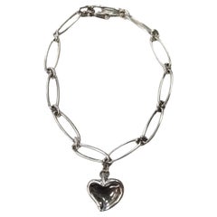 Tiffany & Co. Very Rare Silver Elsa Peretti Full Heart Oval Links Bracelet