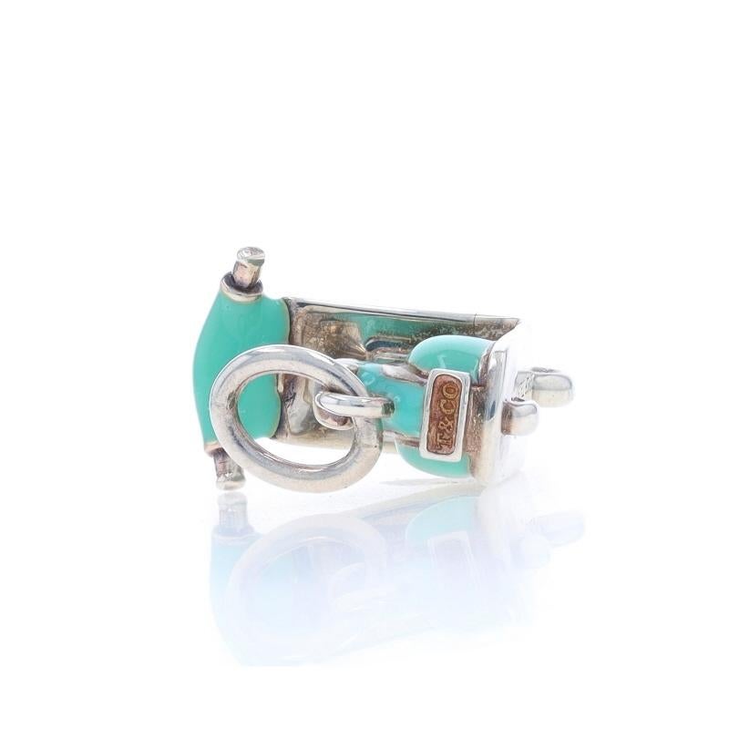 Tiffany & Co. Gefäß Vespa Scooter Charm - Sterlingsilber 925 Tiffany Blau Emaille Moped im Zustand „Hervorragend“ in Greensboro, NC