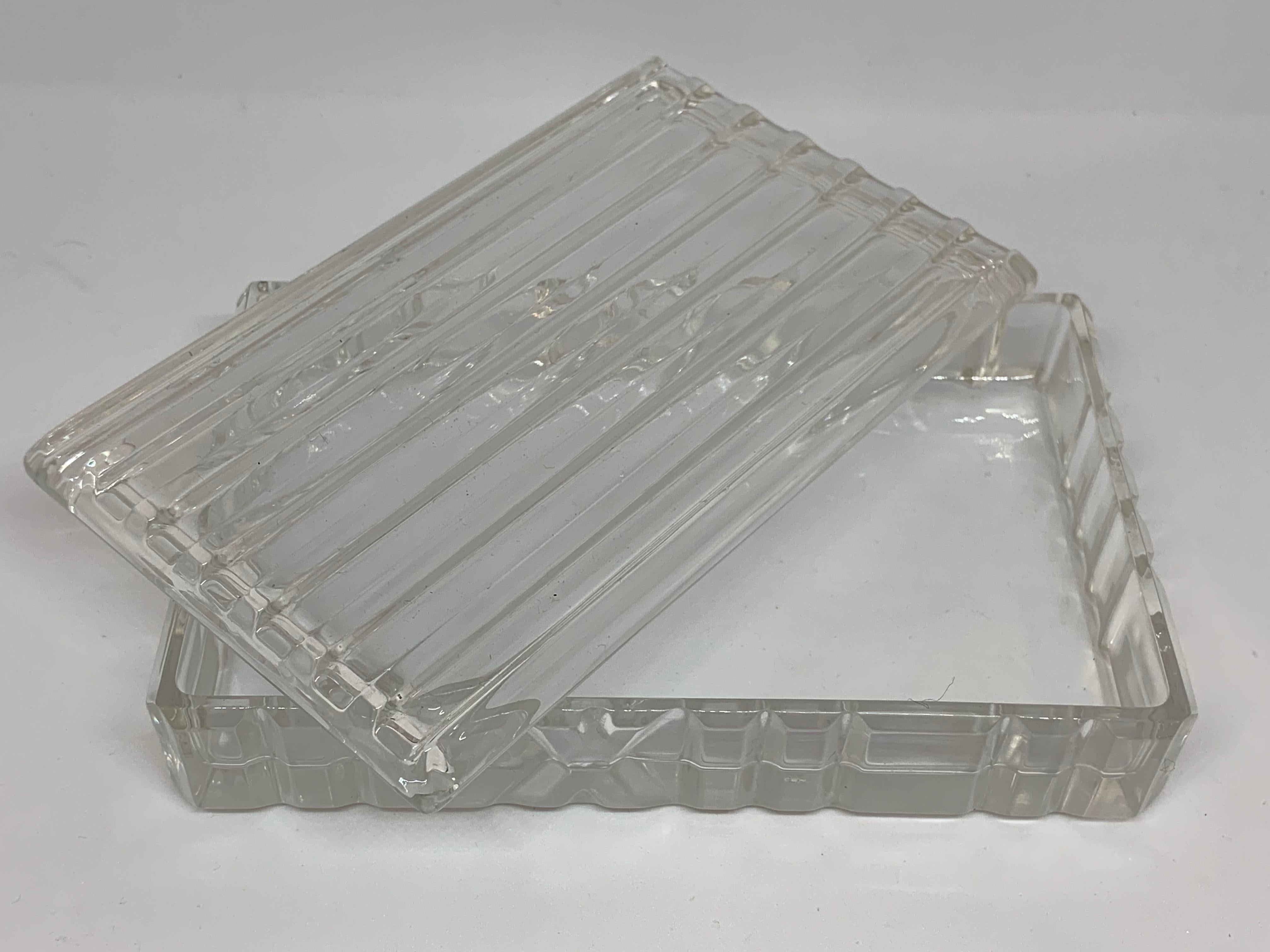 Tiffany & Co. VI Atlas Design Rectangular Glass Trinket Box 5