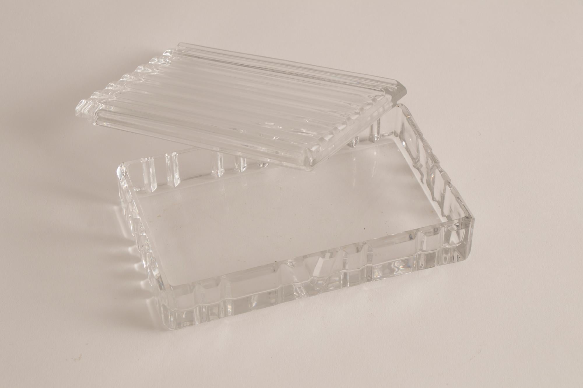 Mid-Century Modern Tiffany & Co. VI Atlas Design Rectangular Glass Trinket Box