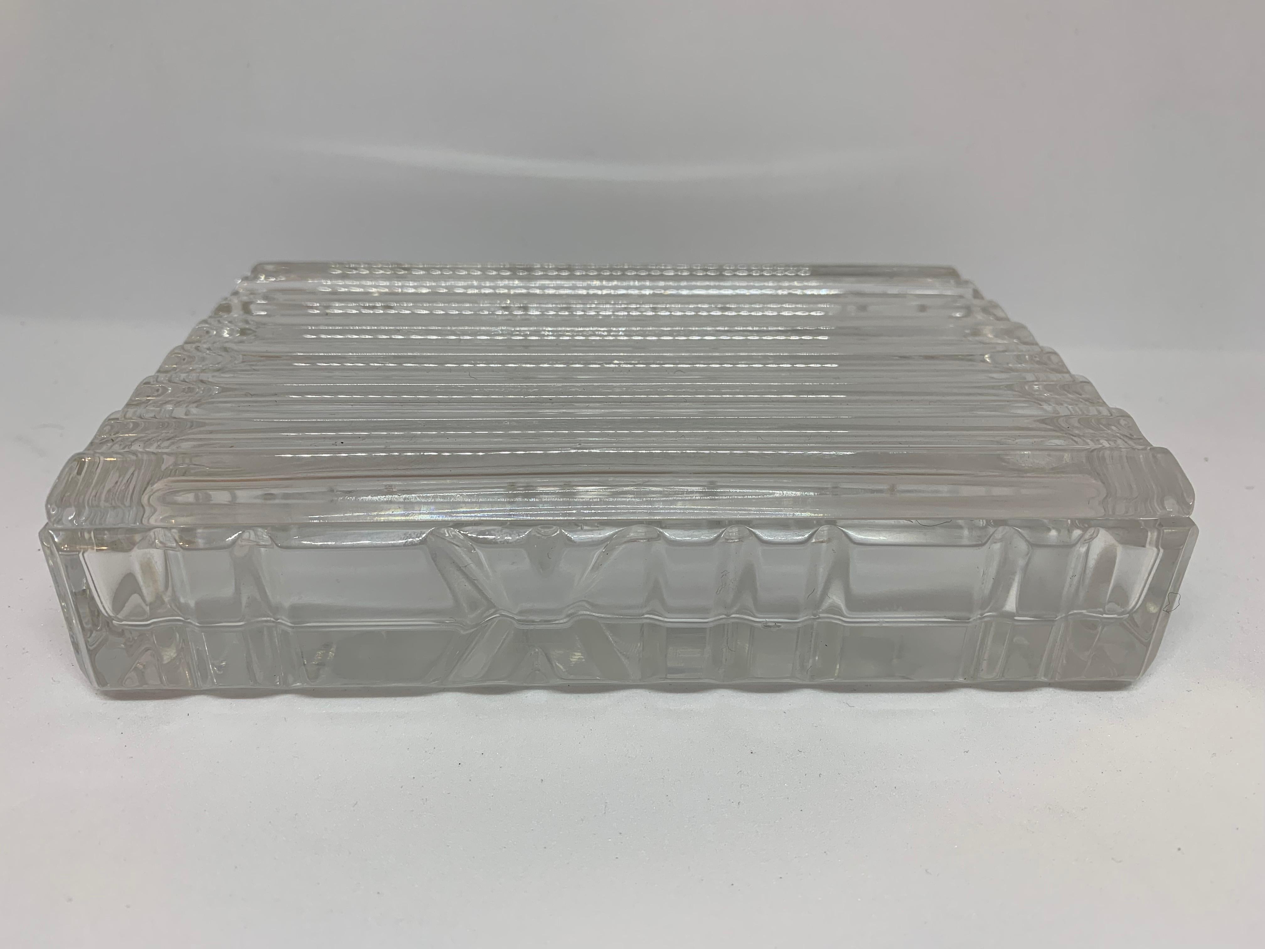 American Tiffany & Co. VI Atlas Design Rectangular Glass Trinket Box