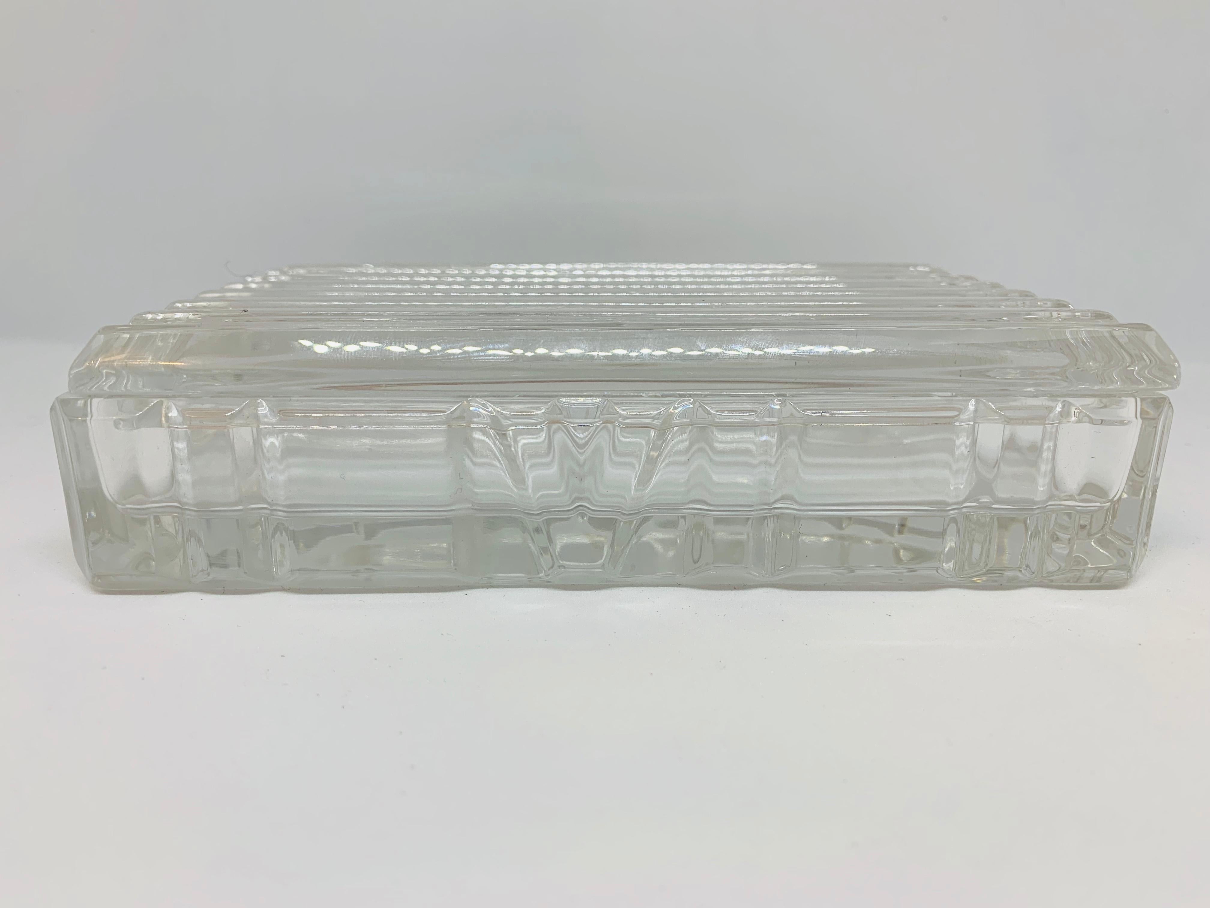 Late 20th Century Tiffany & Co. VI Atlas Design Rectangular Glass Trinket Box