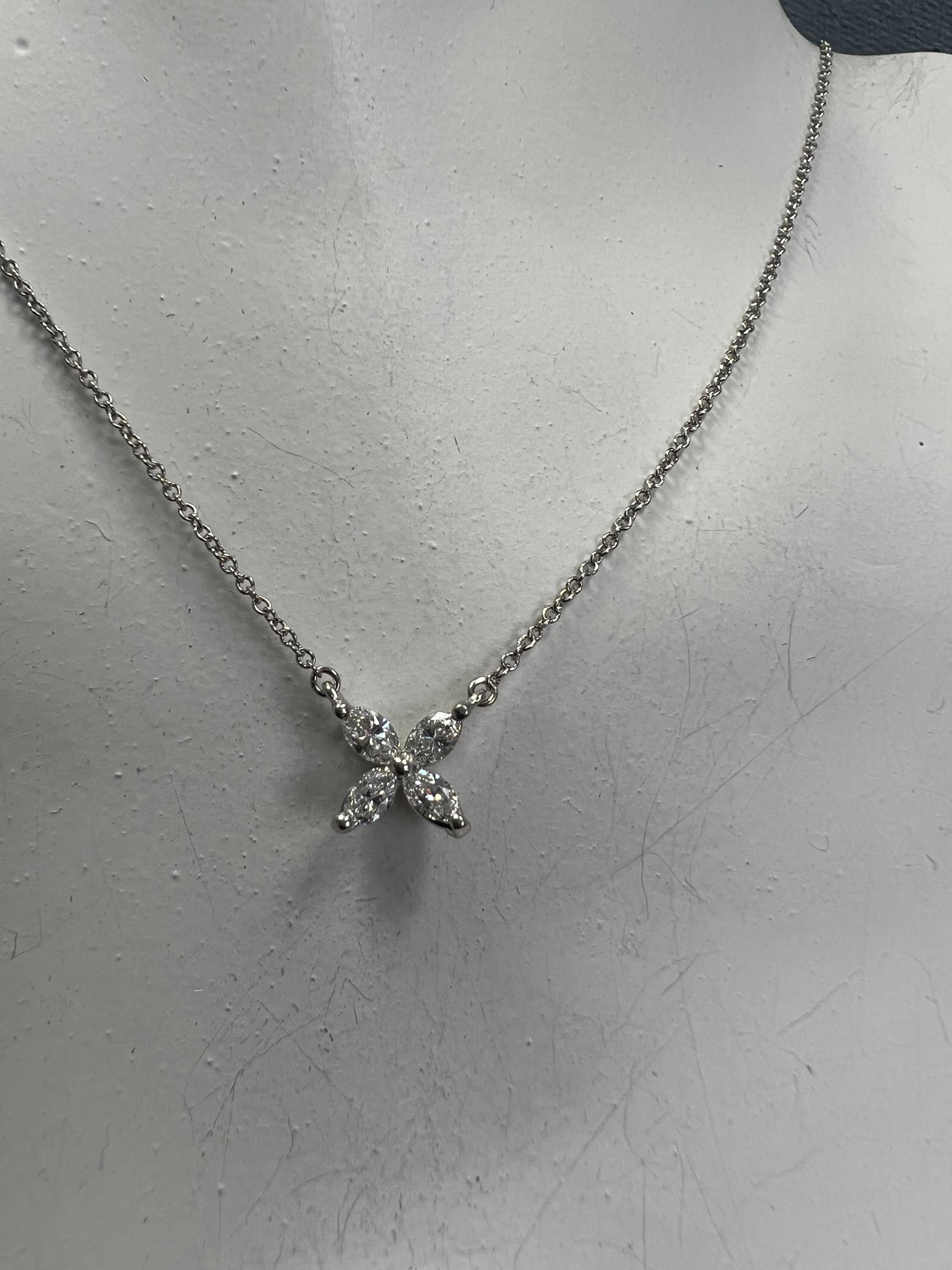 Tiffany & Co Victoria 0.46 Carat Platinum and Natural Marquise Diamond Pendant For Sale 3
