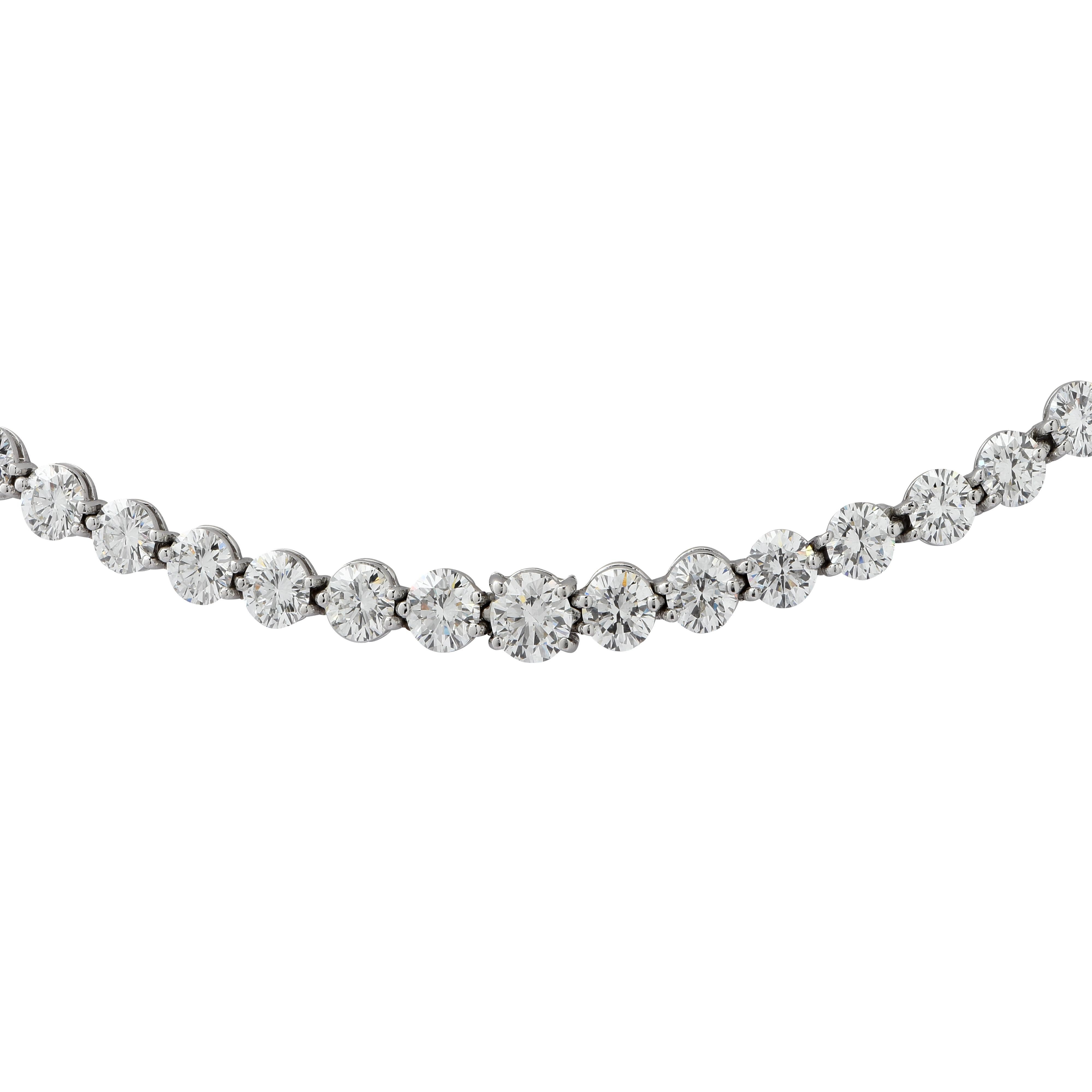 Distinctive Tiffany & Co. diamond rivera necklace featuring 99 round brilliant cut diamonds and 4 marquis cut diamonds weighing 17.77 carats total, D-G color, VVS1-VS2 clarity. This stunning necklace measures 16.5 inches in length. Recently serviced