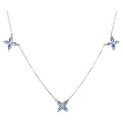 Tiffany & Co. Victoria 3 Motif Pendant Necklace 18K White Gold with Sapphires