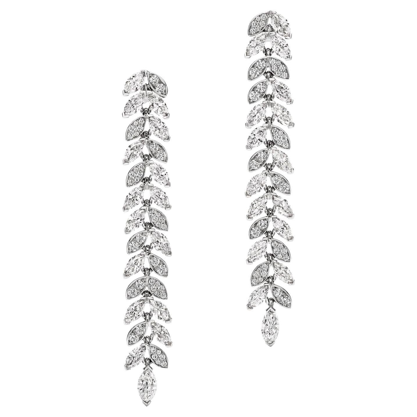 Tiffany & Co. Victoria 3.60ct Round and Marquise Diamonds Vine Drop Earrings For Sale