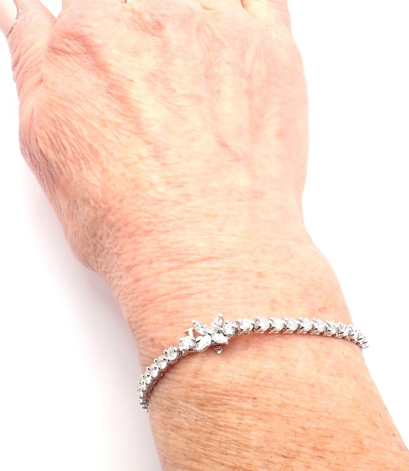 Tiffany & Co Victoria 4.49ct Diamond Platinum Line Tennis Bracelet 8