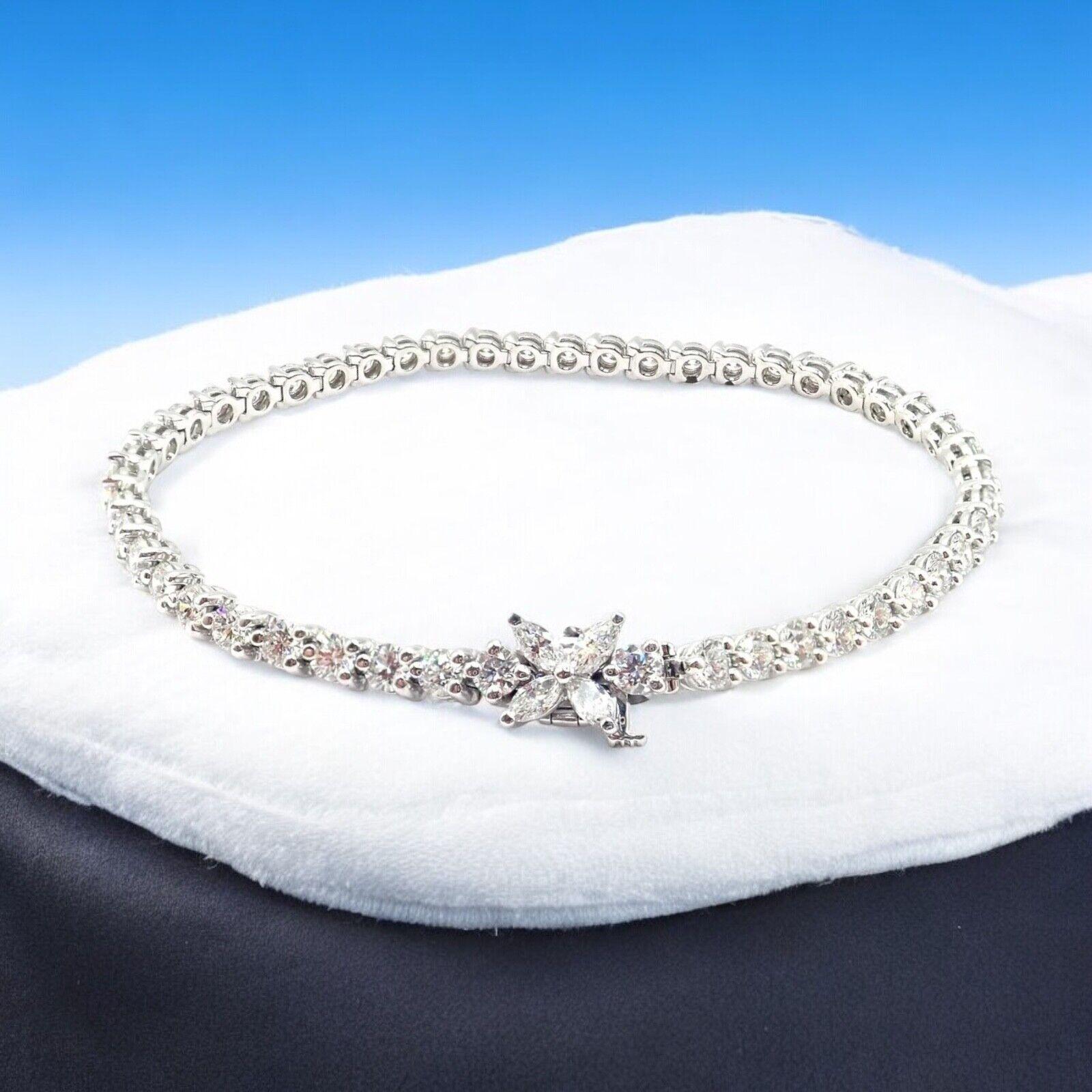 Brilliant Cut Tiffany & Co Victoria 4.49ct Diamond Platinum Line Tennis Bracelet