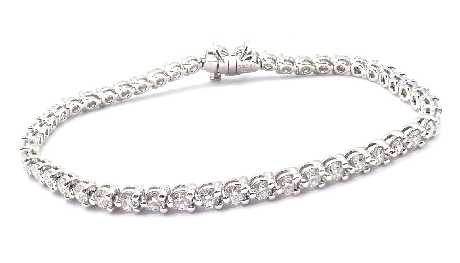 Women's or Men's Tiffany & Co Victoria 4.49ct Diamond Platinum Line Tennis Bracelet