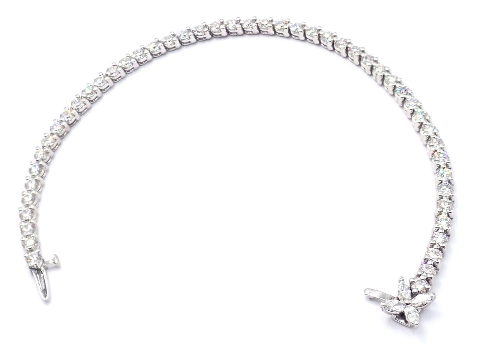 Tiffany & Co Victoria 4.49ct Diamond Platinum Line Tennis Bracelet 4
