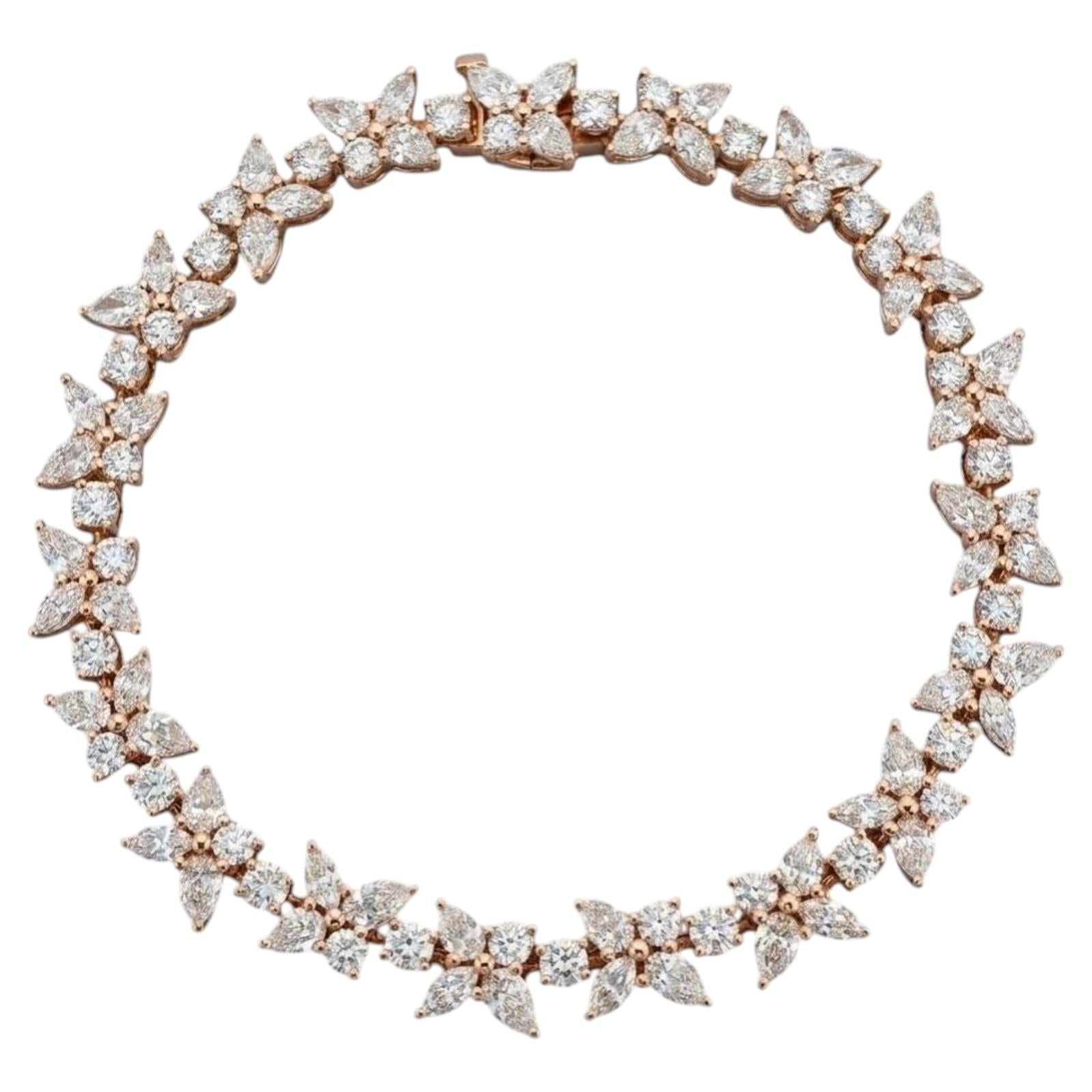 Tiffany & Co. Victoria 6.25 Carat Mixed Cluster Diamond Rose Gold Bracelet