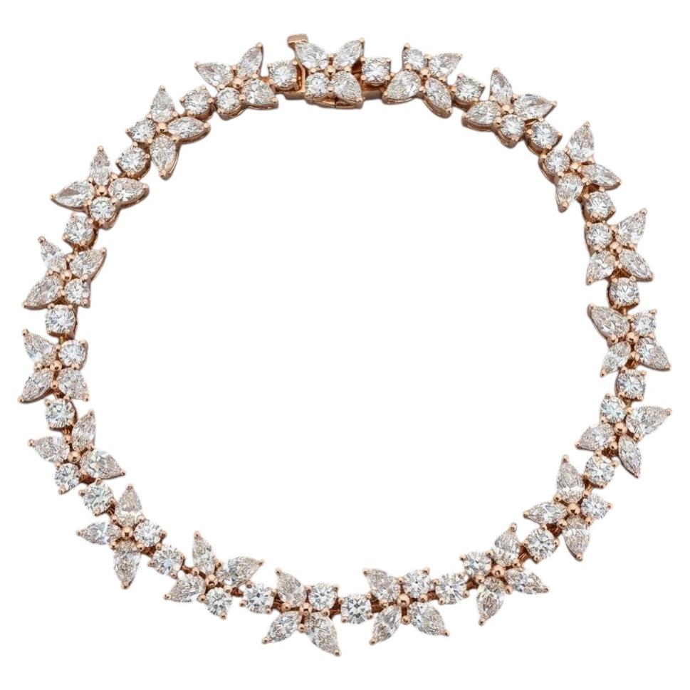 Tiffany & Co. Victoria 6.25 Carat Mixed Cluster Diamond Rose Gold Bracelet For Sale