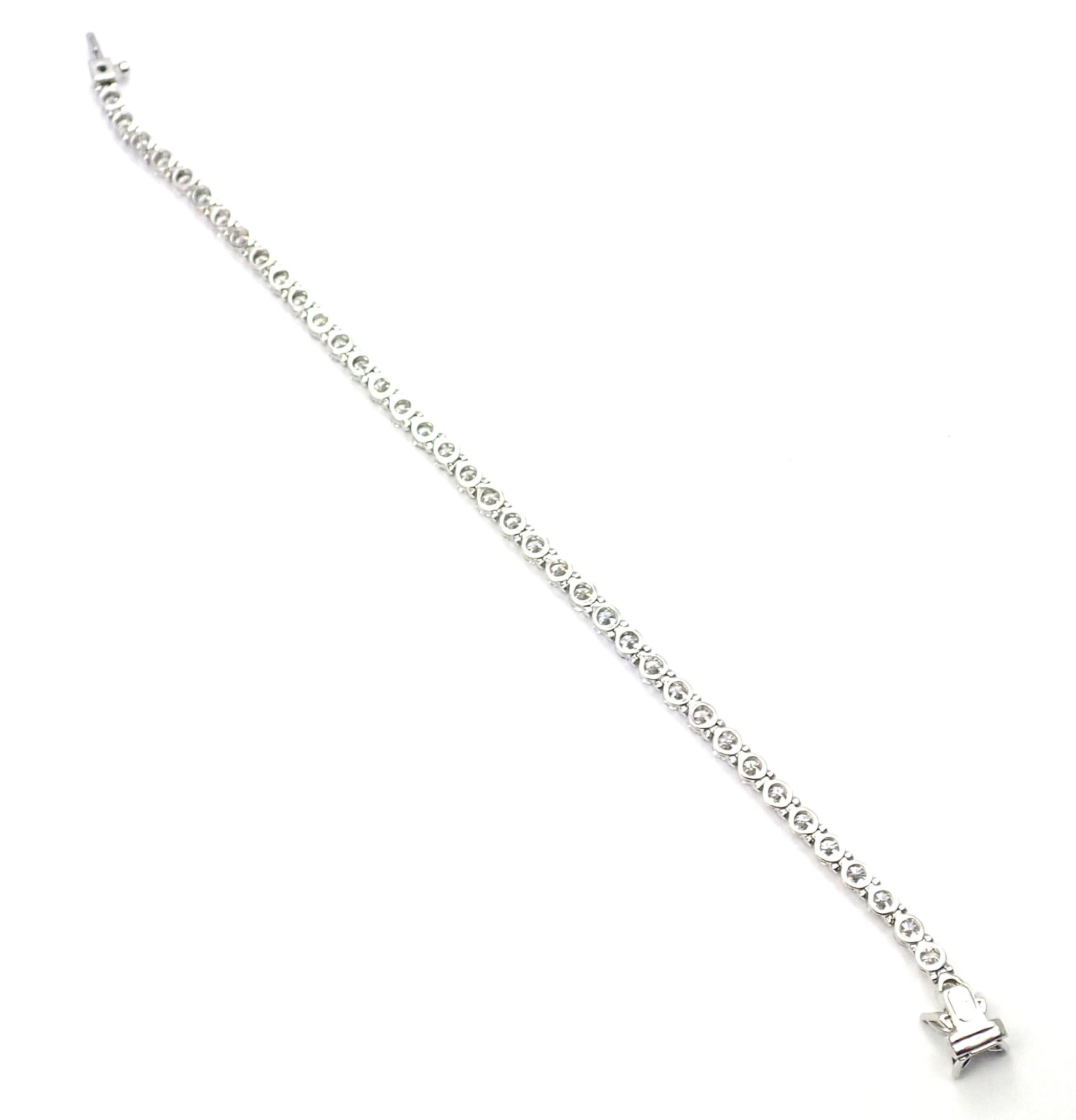 Tiffany & Co. Victoria 6.53 Carat Diamond Platinum Line Tennis Bracelet In Excellent Condition In Holland, PA