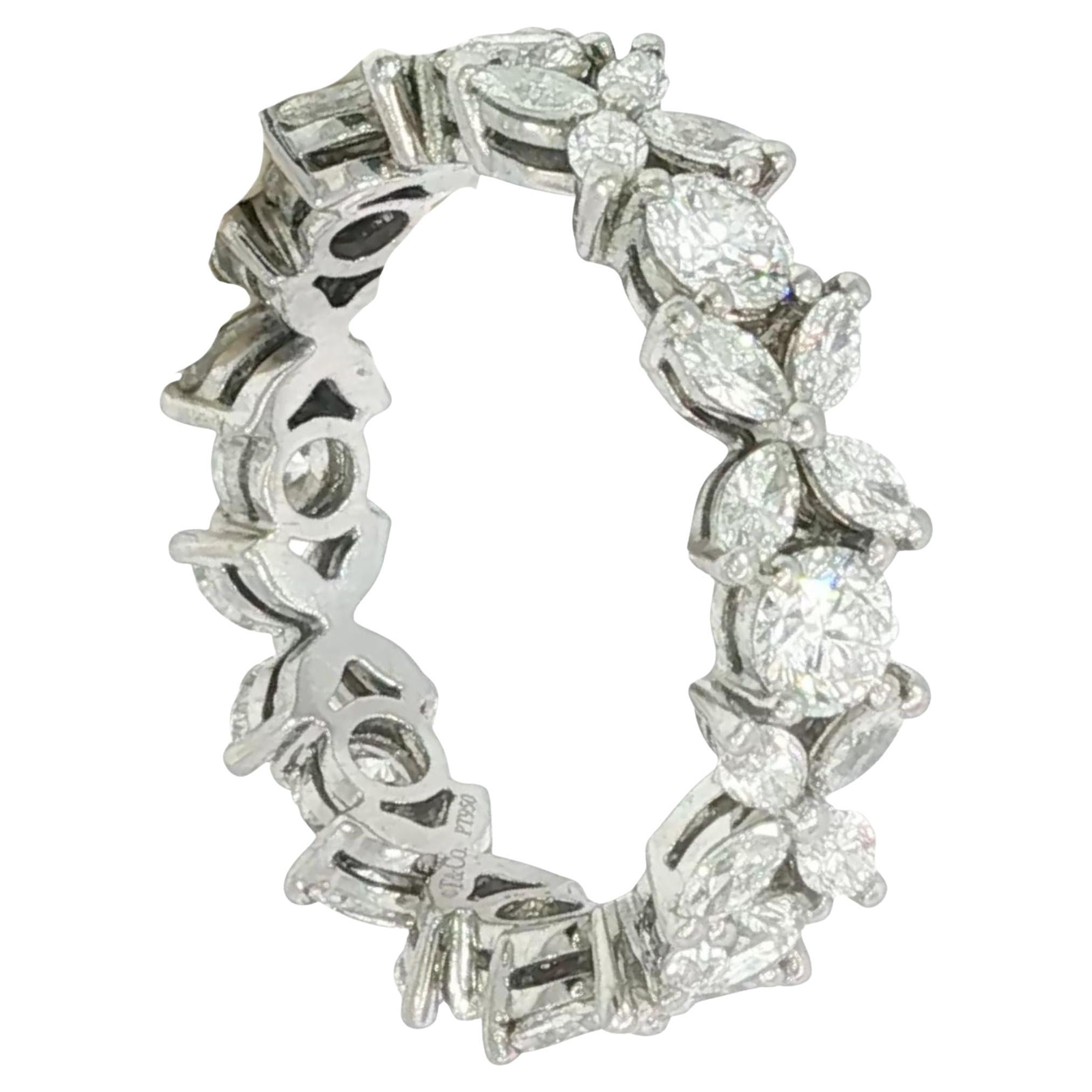 Tiffany 
Co. Victoria Alternating Ring Diamond Marquise W/ Papers Size 7 en venta