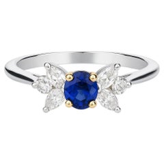Tiffany & Co. Victoria Blue Sapphire and Diamond Ring in Platinum & 18K Yellow