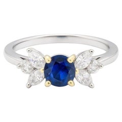 Tiffany & Co. Bague Victoria en saphir bleu et diamant en platine et jaune 18 carats