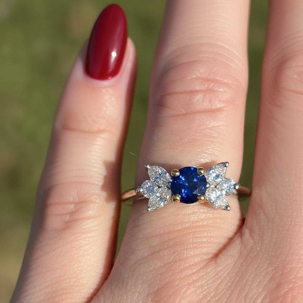 Taille ronde Tiffany & Co. Bague Victoria en saphir bleu et diamant en platine et jaune 18 carats en vente