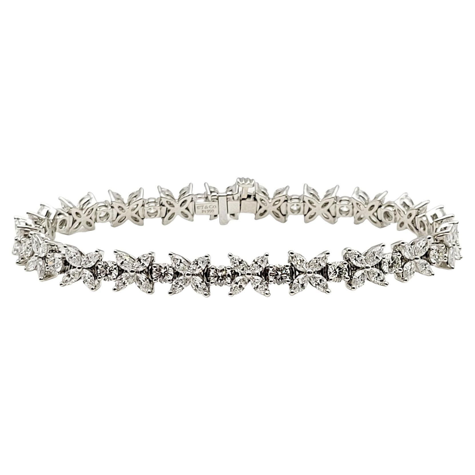 Tiffany & Co. Victoria Cluster Diamond Tennis Bracelet 6.01 Carats in Platinum