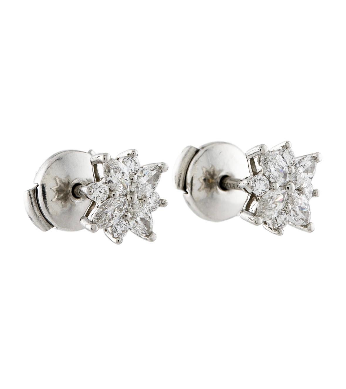 Round Cut Tiffany Co Victoria Cluster Earrings with Diamonds in Platinum 