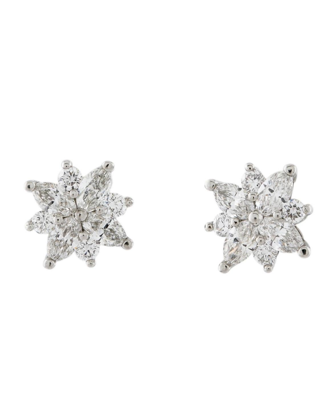 Women's or Men's Tiffany Co Victoria Cluster Earrings with Diamonds in Platinum 