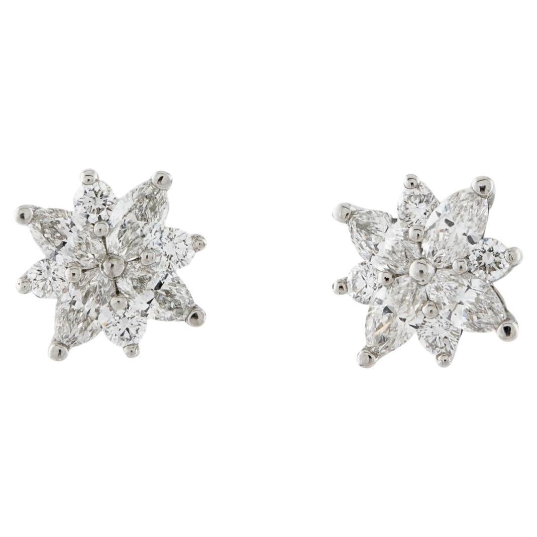 Tiffany Co Victoria Cluster Earrings with Diamonds in Platinum 