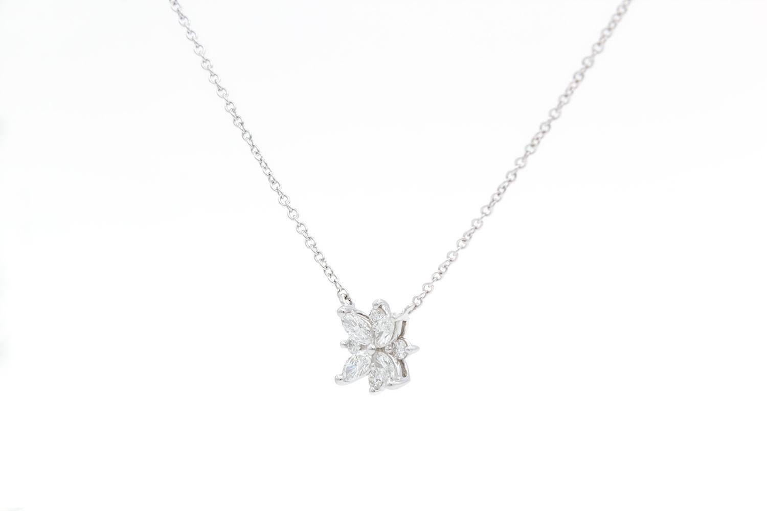 Contemporary Tiffany & Co. Victoria Cluster Platinum & Diamond Pendant Necklace