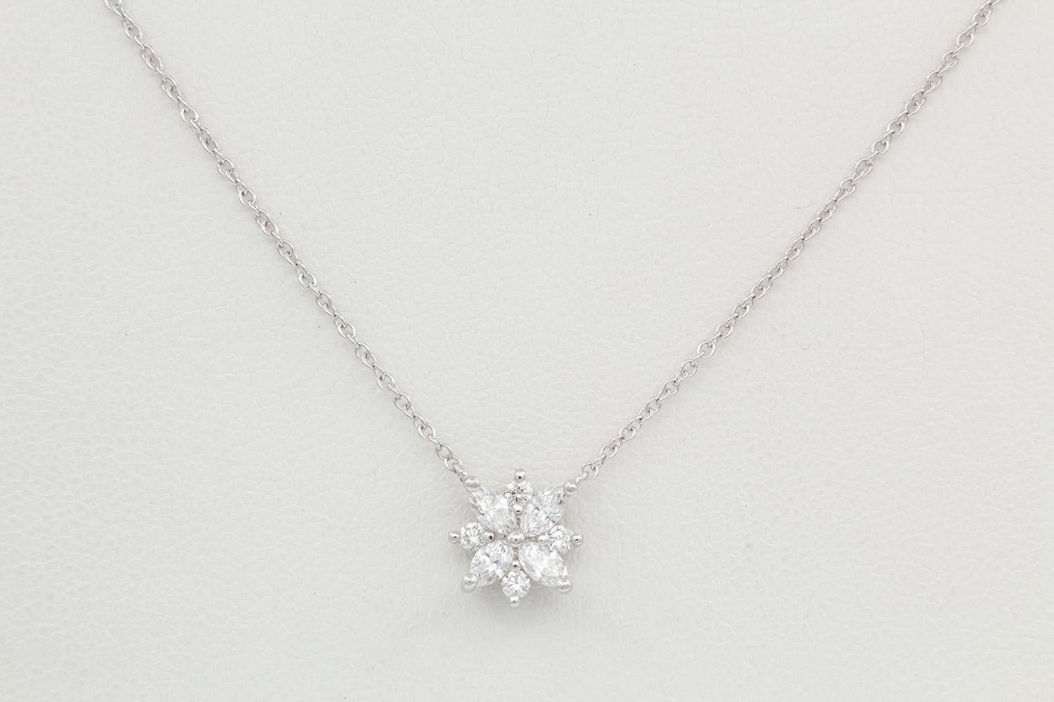Contemporary Tiffany & Co. Victoria Cluster Platinum & Diamond Pendant Necklace
