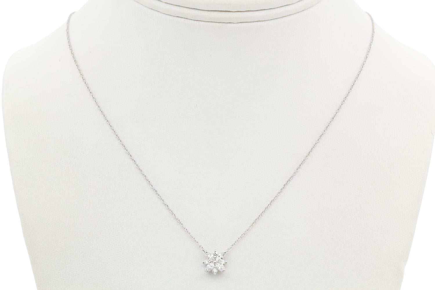 Marquise Cut Tiffany & Co. Victoria Cluster Platinum & Diamond Pendant Necklace