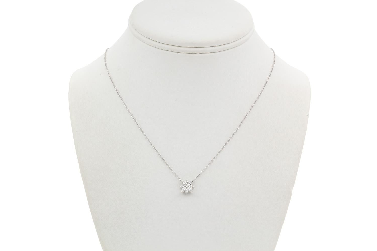 Tiffany & Co. Victoria Cluster Platinum & Diamond Pendant Necklace In Excellent Condition In Tustin, CA