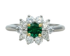 Vintage Tiffany & Co. Victoria Collection Emerald and Diamond Cluster Ring