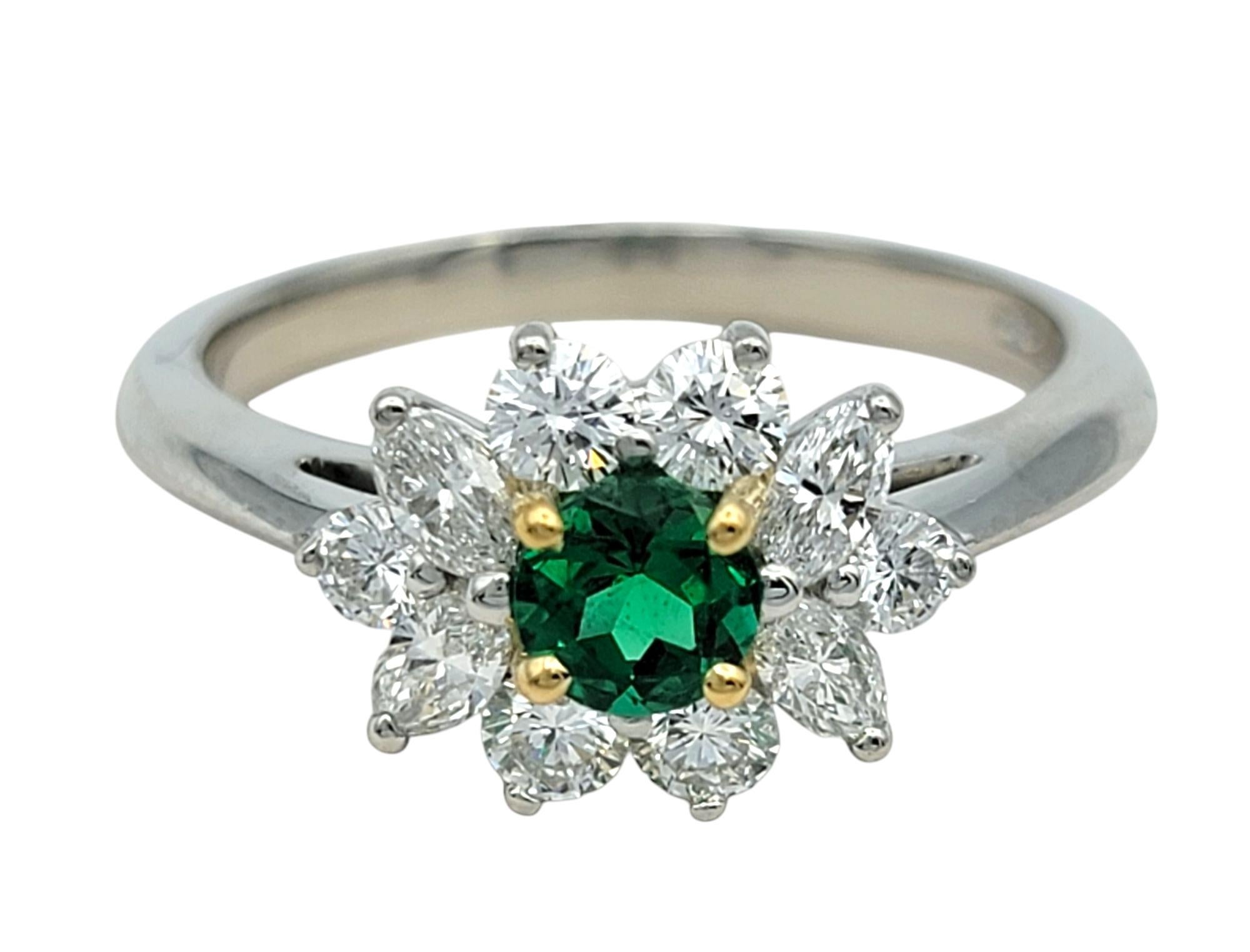 Contemporary Tiffany & Co. Victoria Collection Emerald and Diamond Ring Platinum and 18K Gold For Sale